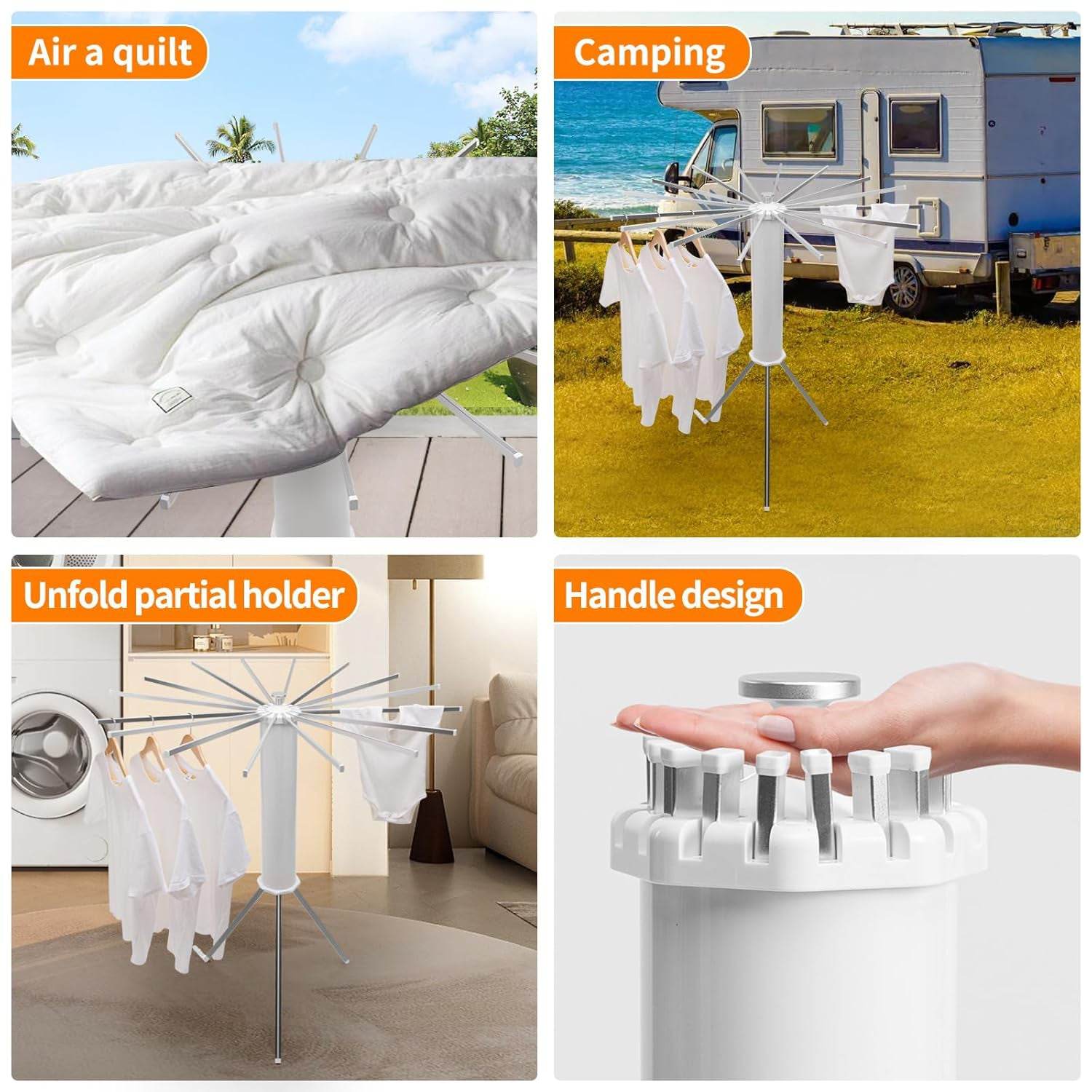 Foldable Rotary Clothes Drying Rack Stand (1 Pc) - 9XShoppy