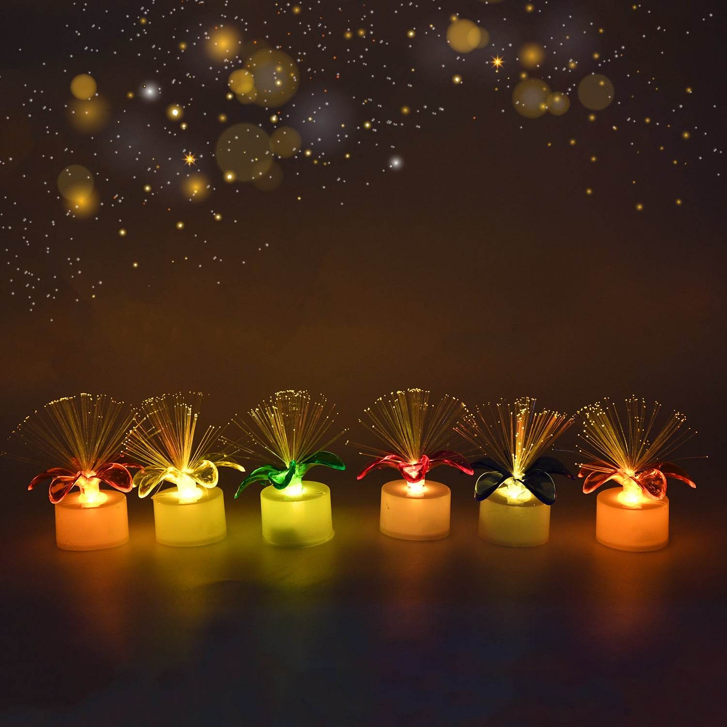 6237 Fiber Optic Light Mini Color Change Led Table Centerpieces Light Up Candle - Pack Of 12 - 9XShoppy
