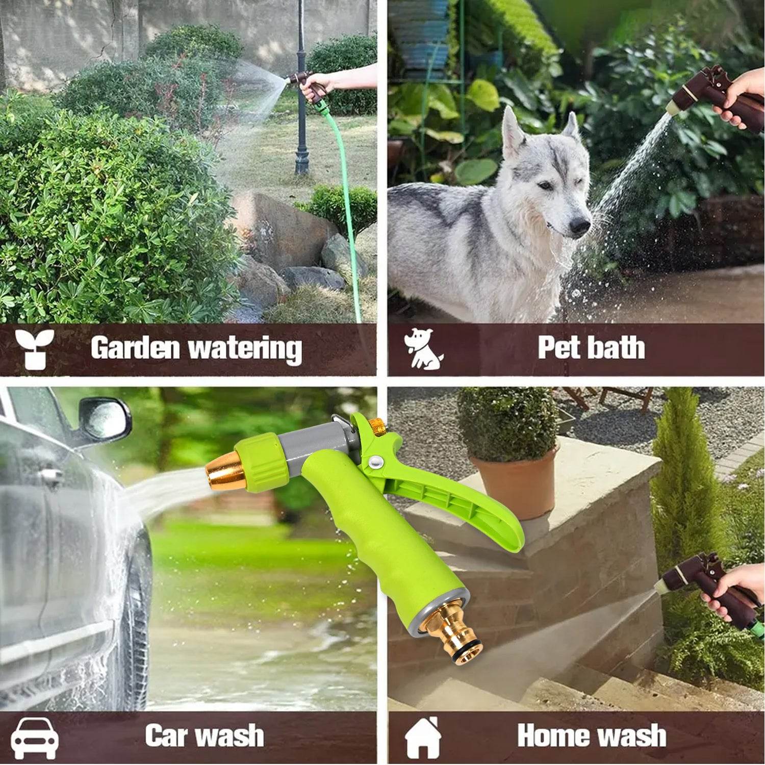 7525 Water Spray Nozzle Hose Sprayer High Pressure Long Range Zinc Alloy Rotatable For Gardening Spray Adjustable High Pressure Car Washer Washing Water Spray Gun - 9XShoppy