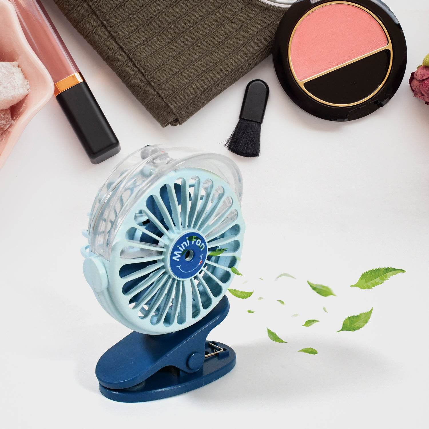 Portable Clip-on Fan Battery Operated With Light Spray - 9XShoppy