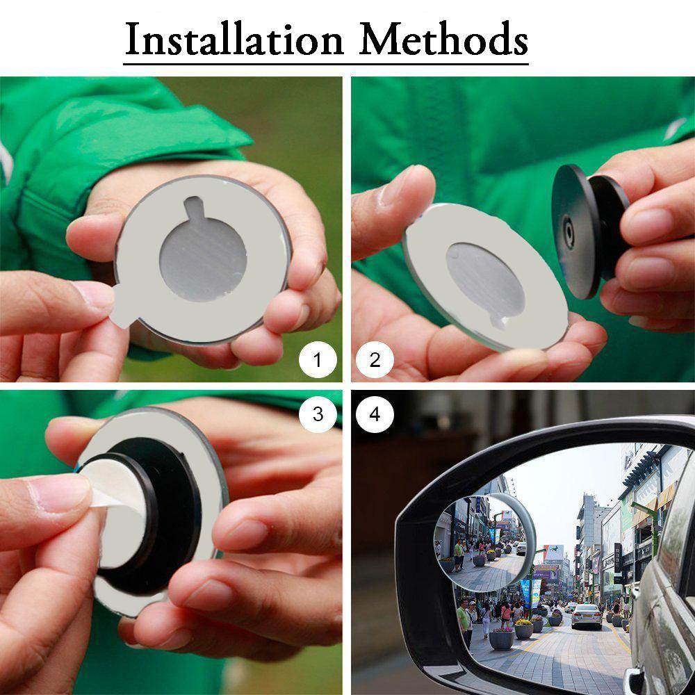 1512 Blind Spot Round Wide Angle Adjustable Convex Rear View Mirror - Pack Of 2 - 9XShoppy
