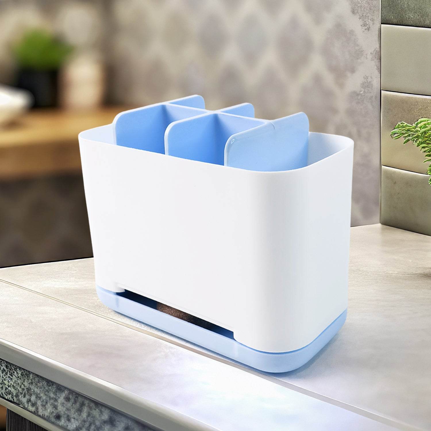 6 Compartment Multi Purpose Organizer Toothbrush Holder Stand Plastic Caddy (1 Pc) - 9XShoppy