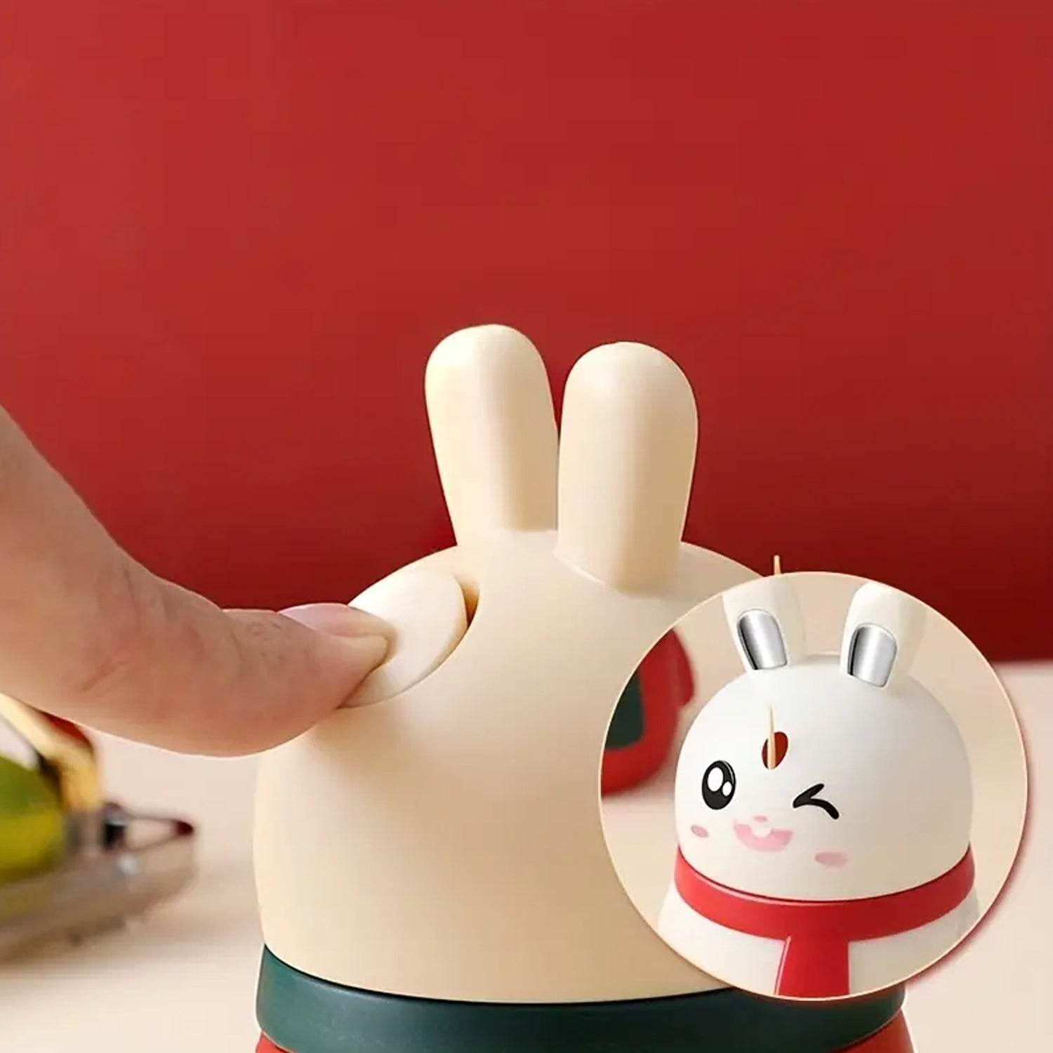 8842 Rabbit Shape Toothpick Dispenser Pressing Small Size Accessory Durable Red Home Garden Kitchen Dining Bar Kitchen Storage Organization Racks Holders Dining Room Table Decoration (1 Pc ) - 9XShoppy