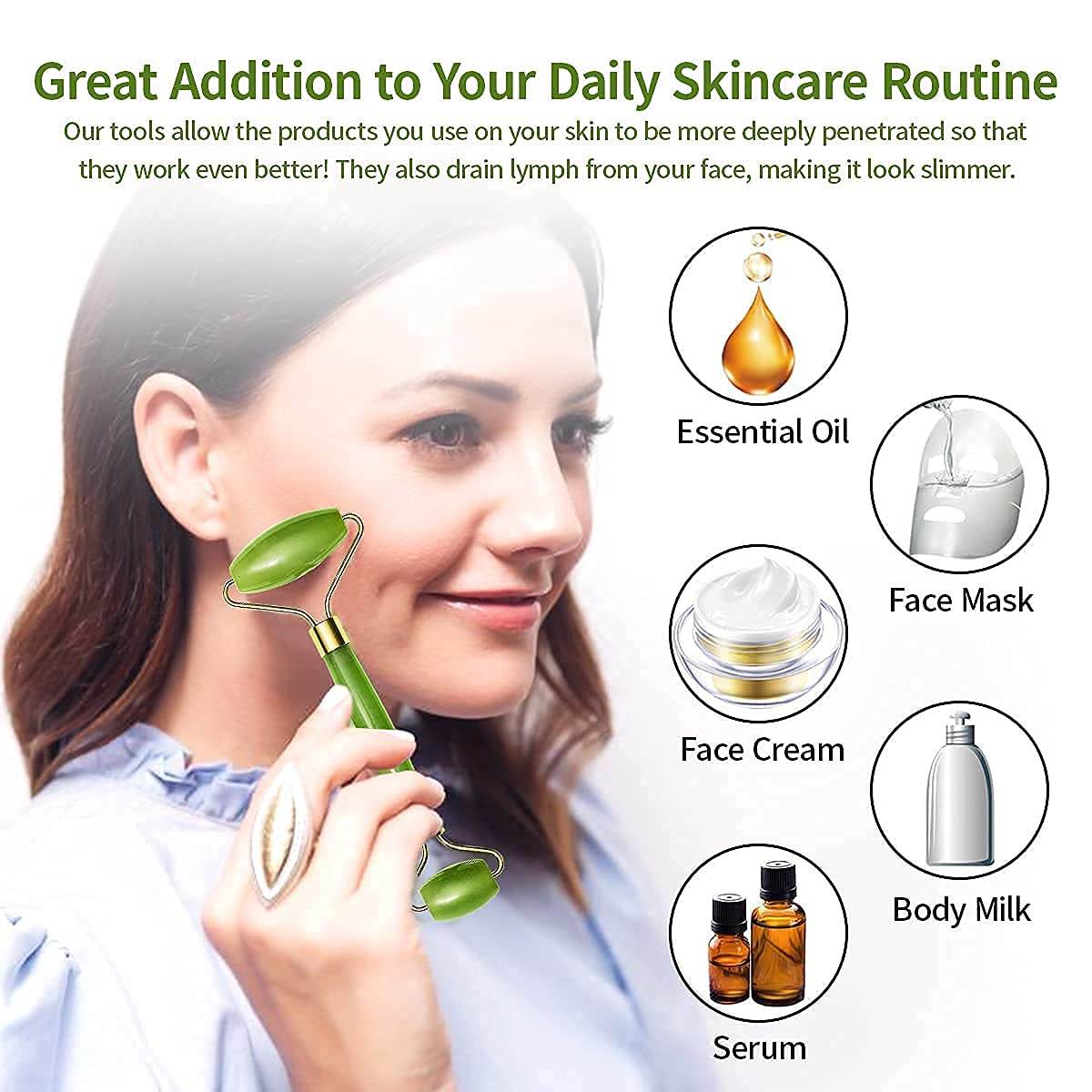 Gua Sha Stone And Anti Aging Jade Roller Massager - 9XShoppy