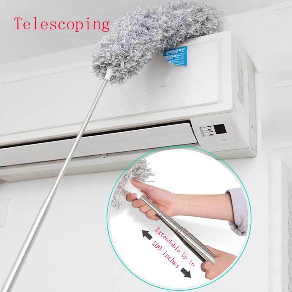 Microfiber Dusters For Cleaning Telescoping Feather Duster With 100 Inches Extendable Handle Pole Dusting Cleaning Tools For Cleaning High Ceiling Ceiling Fan Blinds Cobwebs Furniture Cars - 9XShoppy