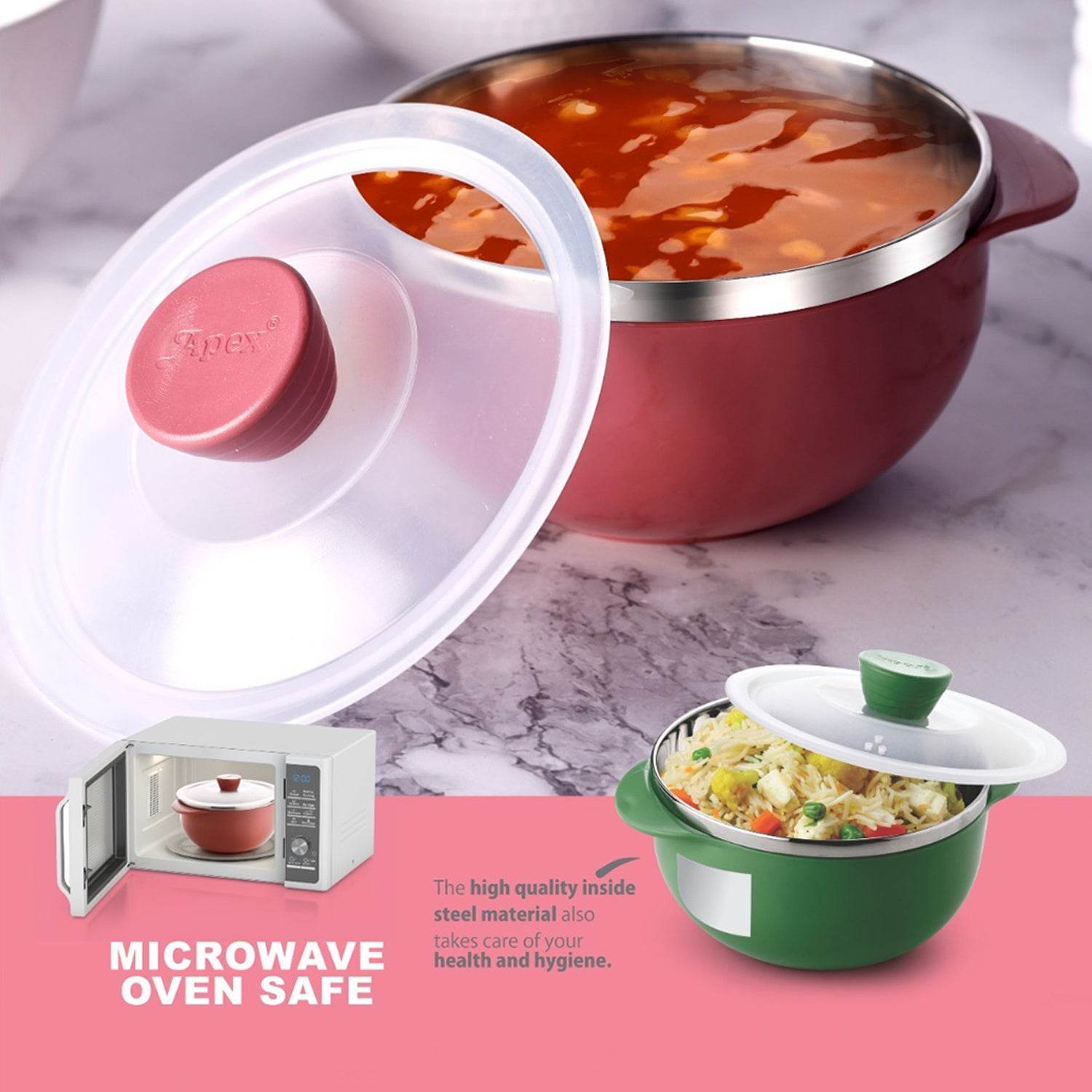 Apex Premium Plastic Serving Bowl Set With Lids (2 Pc) - 9XShoppy