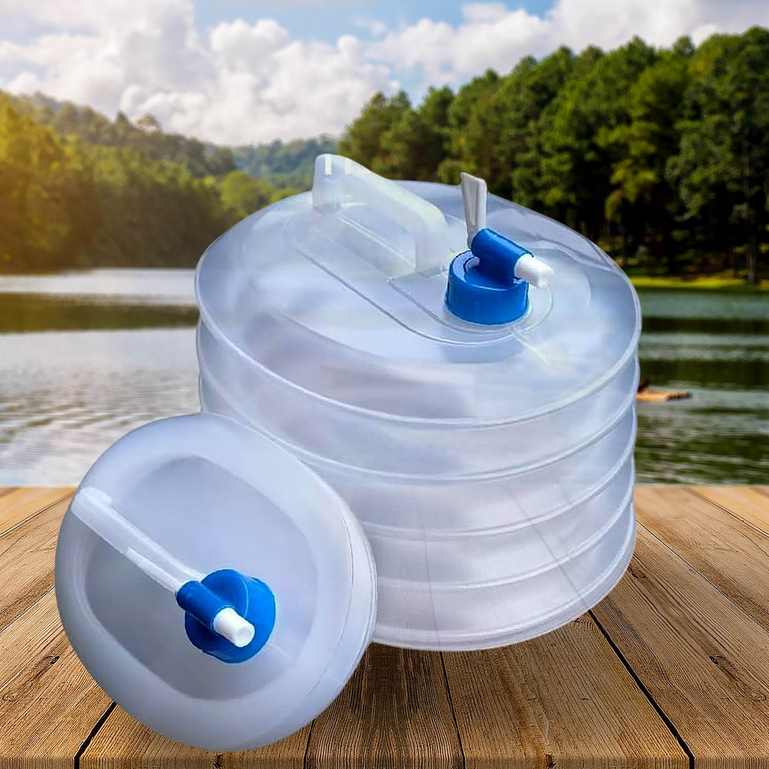 Outdoor Camping Collapsible Portable Water Container With Carry Handle Tap Valve Large Food Grade - 9XShoppy