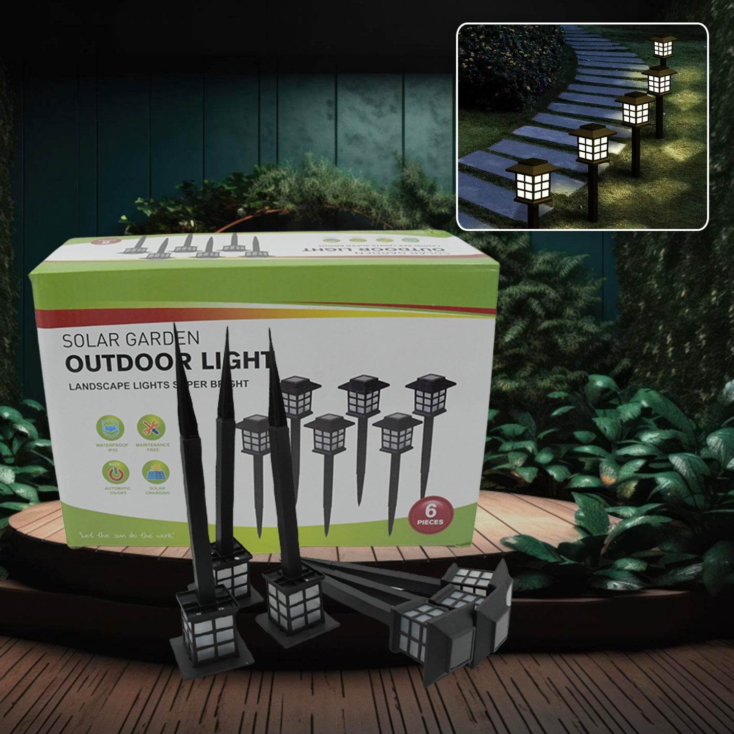 1493 Big Solar Outdoor Lights 6 Pack Waterproof Solar Pathway Lights 10 Hrs Long-lasting Led Landscape Lighting Solar Garden Lights Solar Lights For Walkway Path Driveway Patio Yard Lawn (6 Pc Set) - 9XShoppy
