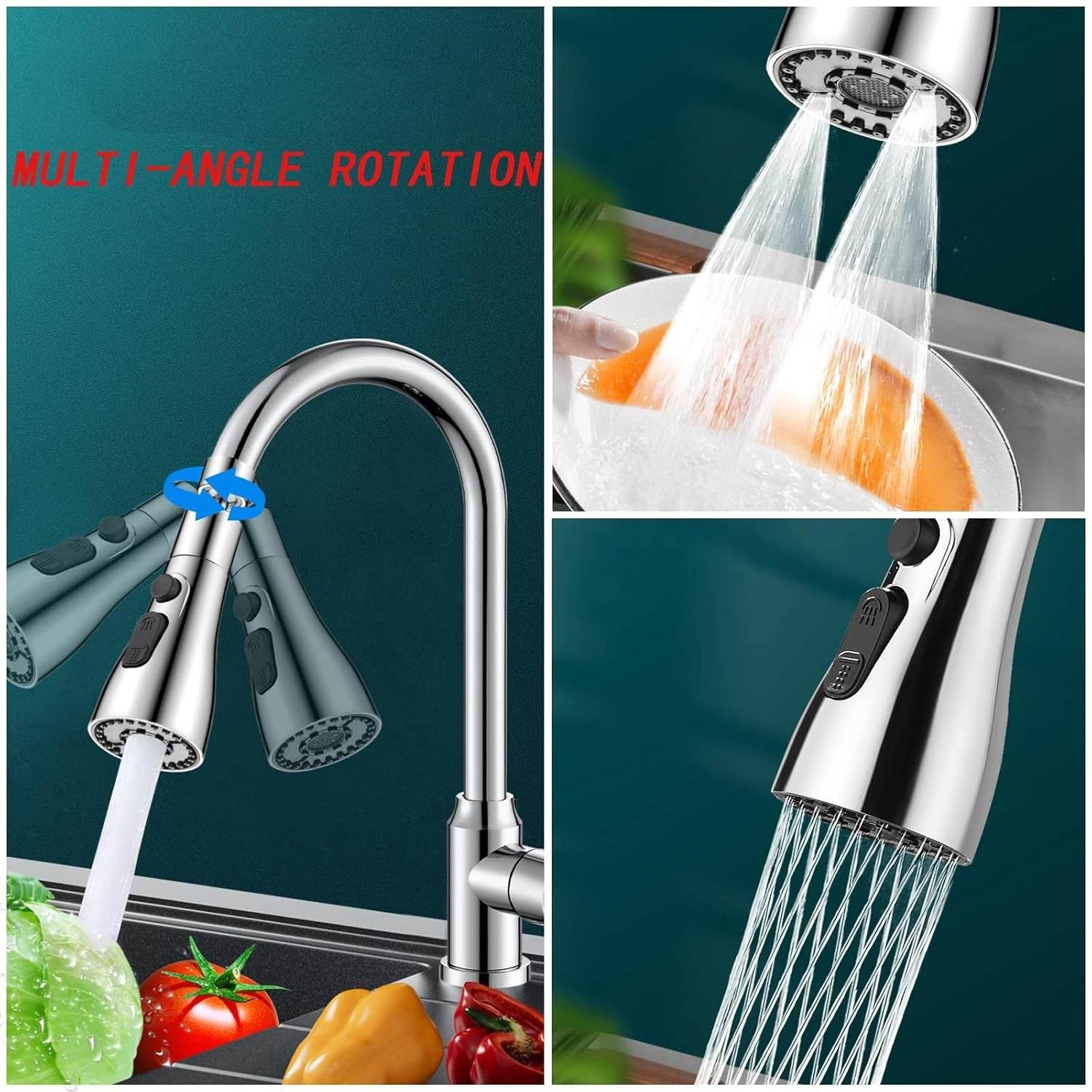 Kitchen Faucet 3-function Pull Down Sink Sprayer (1 Pc) - 9XShoppy