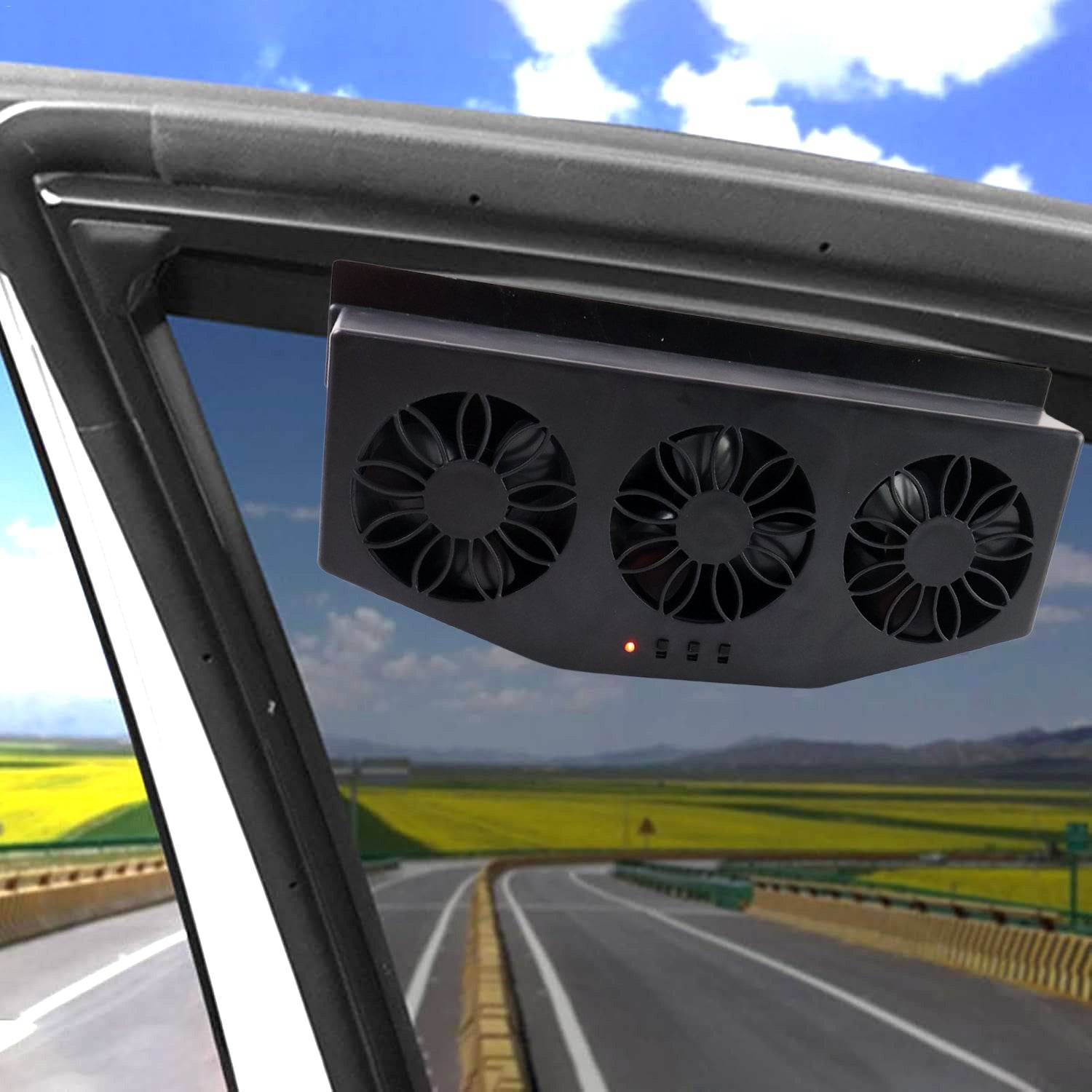 Triple Fan Solar Powered Car Exhaust Ventilation System With Usb Charging - 9XShoppy