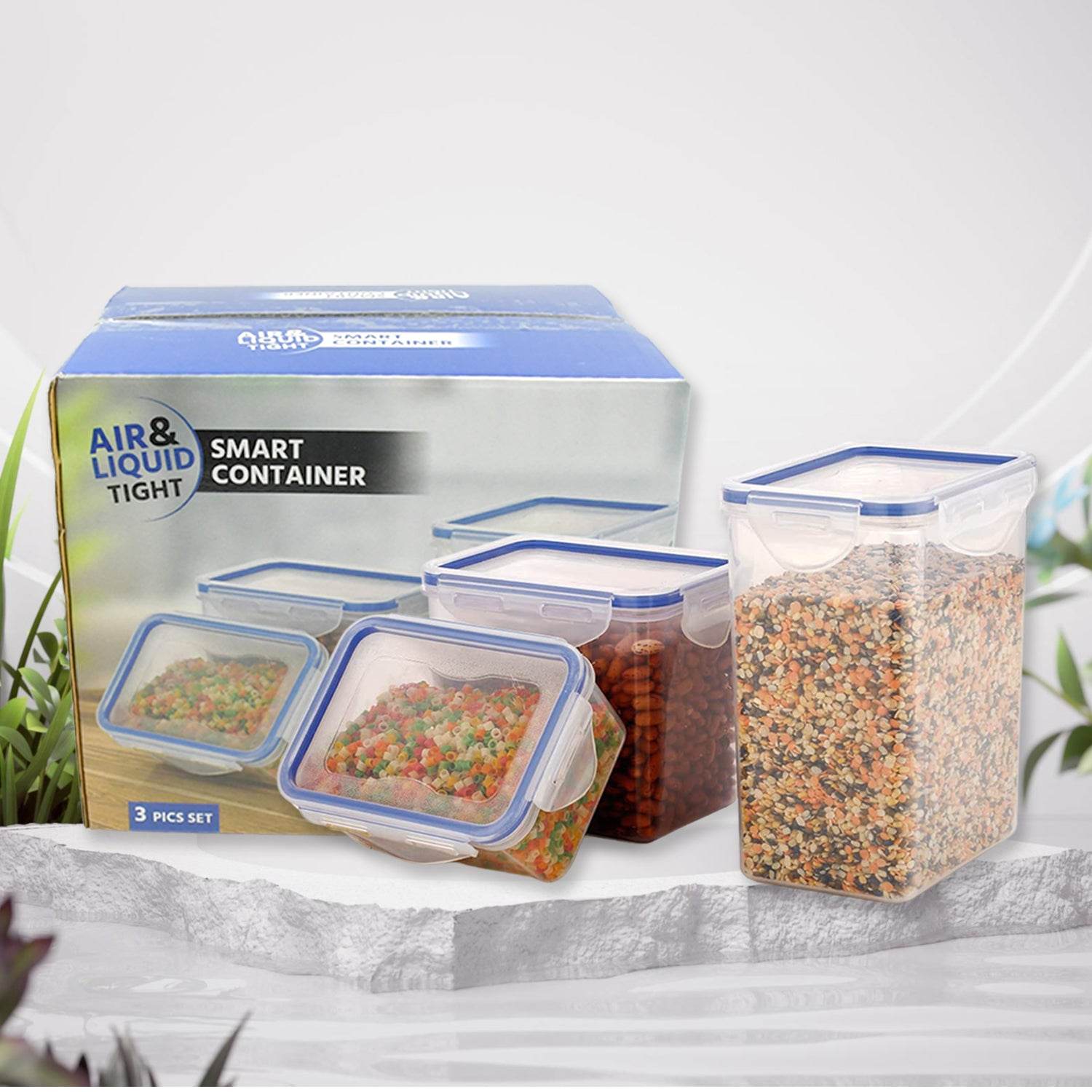 5800 Classics Rectangular Plastic Airtight Food Storage Containers With Leak Proof Locking Lid Storage Container Set Of 3 Pc( Approx Capacity 500ml1000ml1500ml Transparent) - 9XShoppy