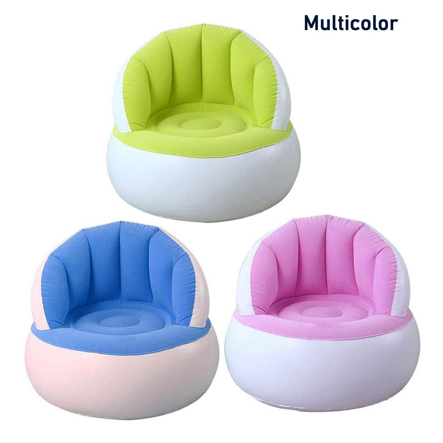 Kids Inflatable Sofa Chair With Backrest Foot Air Pump With Hose (1 Set 85x74 Cm Approx) - 9XShoppy