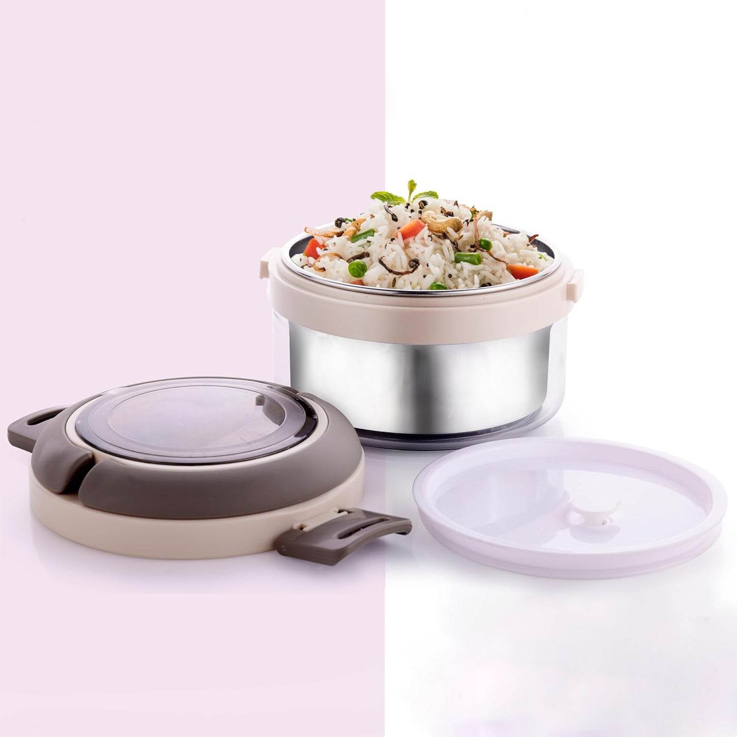 Ganesh Tiara 400ml Stainless Steel Insulated Lunch Box With Leakproof Lid Folding Spoon - 9XShoppy