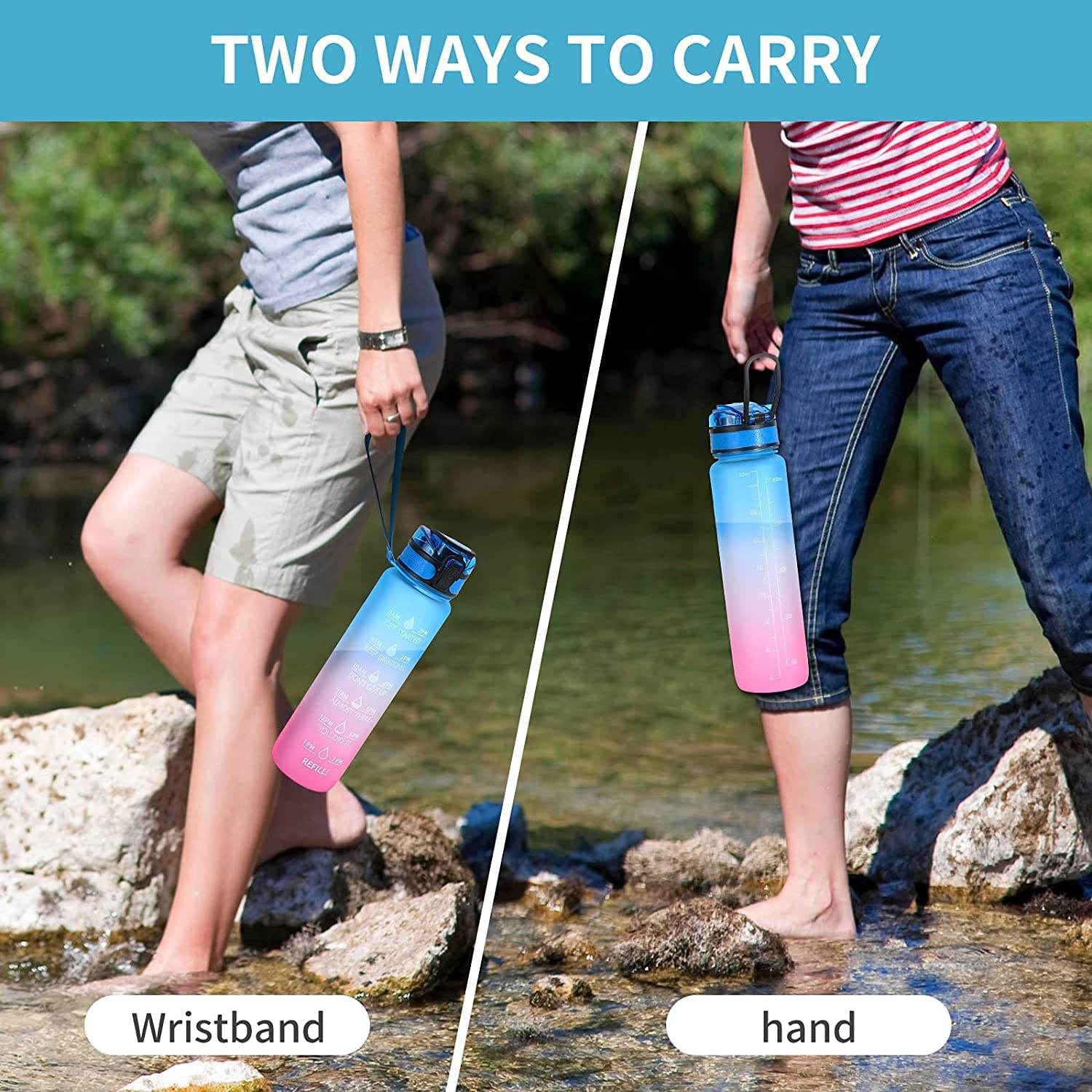 0325 Motivational Water Bottle With Straw Time Marker Bpa-free Tritan Portable Gym Water Bottle Leakproof Reusable Special Design For Your Sports Activity Hiking Camping - 9XShoppy