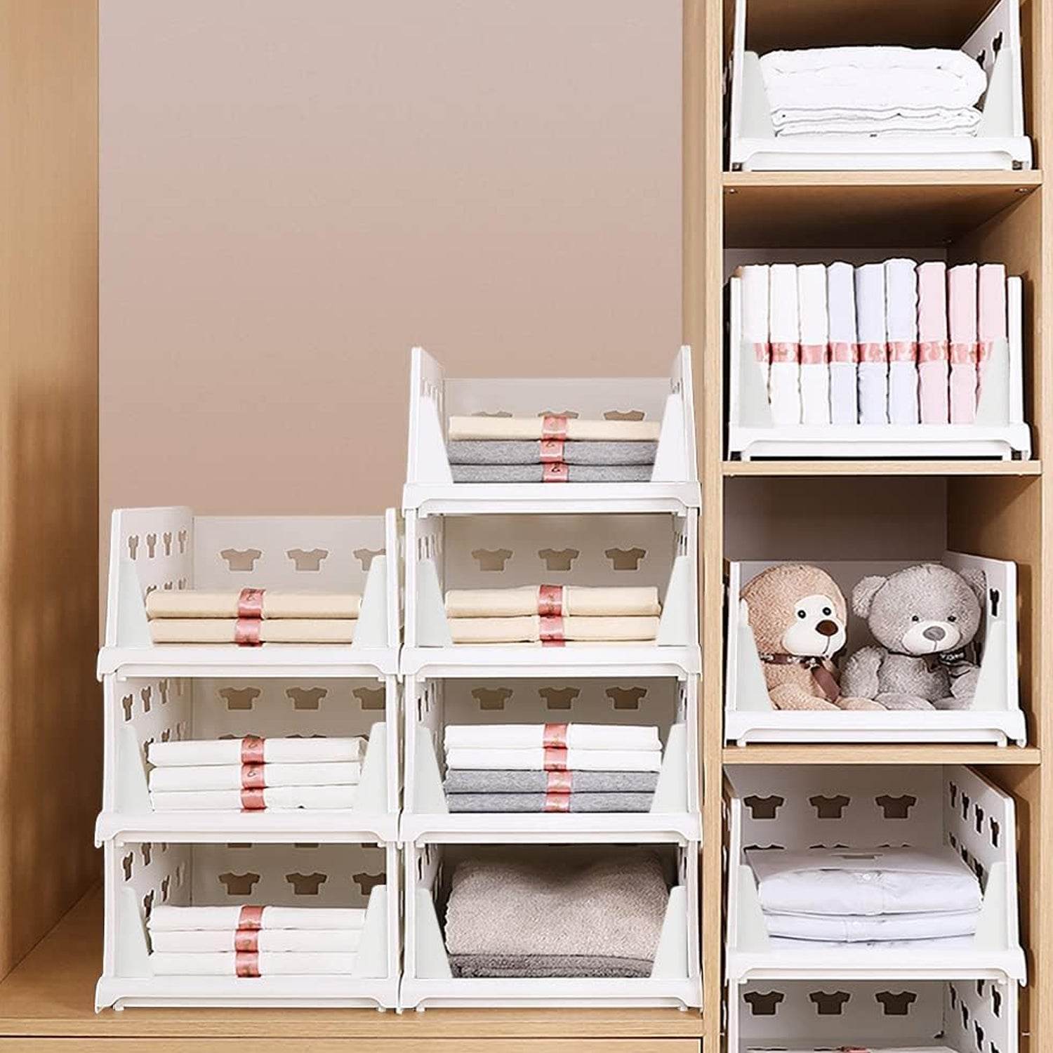 7886 3 Layer Stackable Multifunctional Storagefor Clothes Foldable Drawer Shelf Basket Utility Cart Rack Storage Organizer Cart For Kitchen Pantry Closet Bedroom Bathroom Laundry(3 Layer 1 Pc) - 9XShoppy