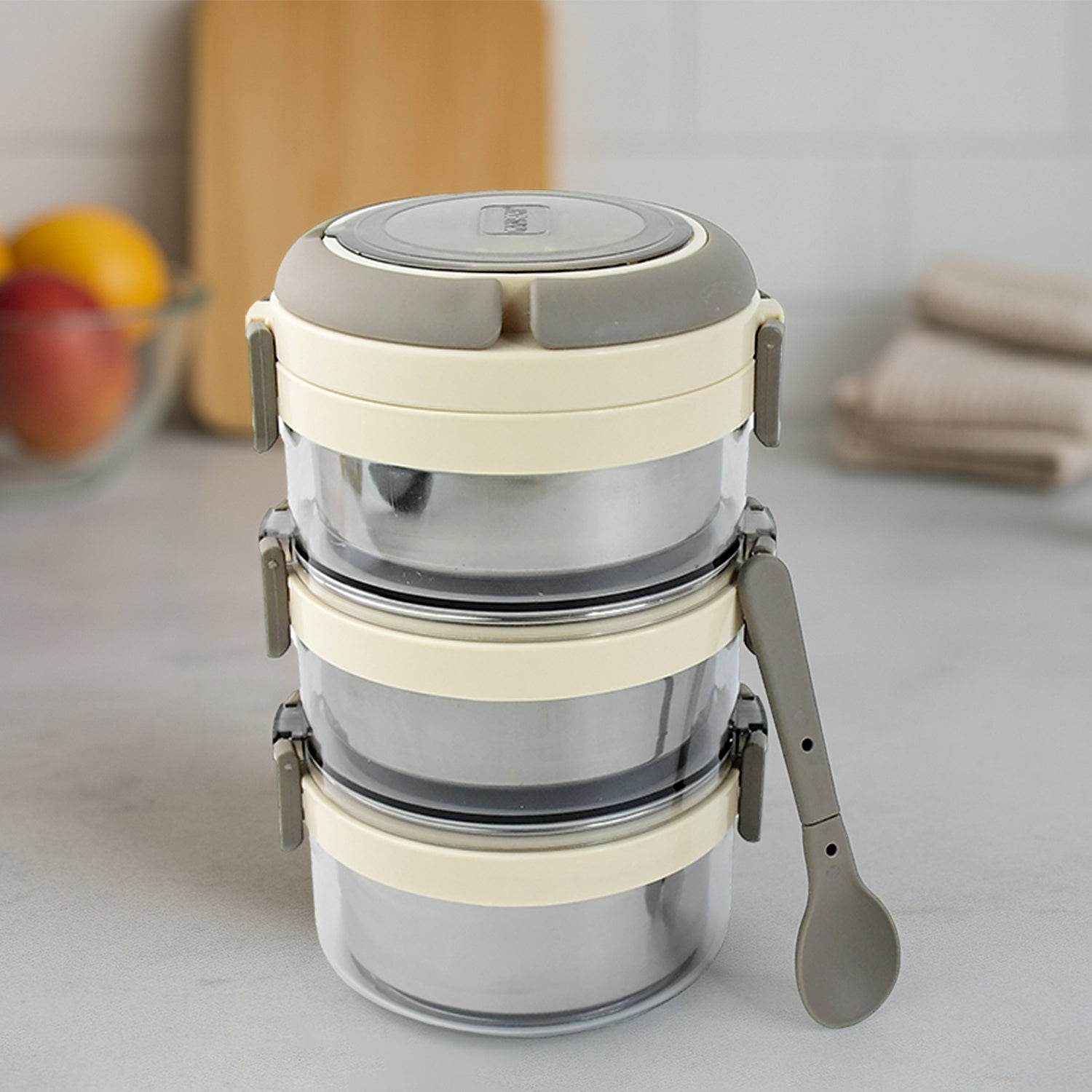 Ganesh Steko-3 Triple Layer Stainless Steel Insulated Lunch Box Set - 9XShoppy