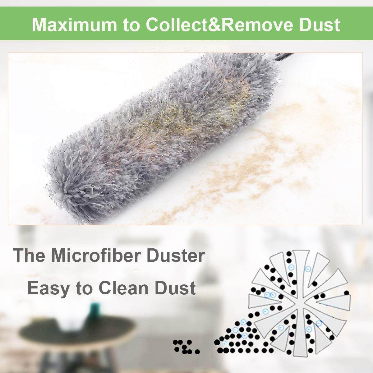 Microfiber Dusters For Cleaning Telescoping Feather Duster With 100 Inches Extendable Handle Pole Dusting Cleaning Tools For Cleaning High Ceiling Ceiling Fan Blinds Cobwebs Furniture Cars - 9XShoppy