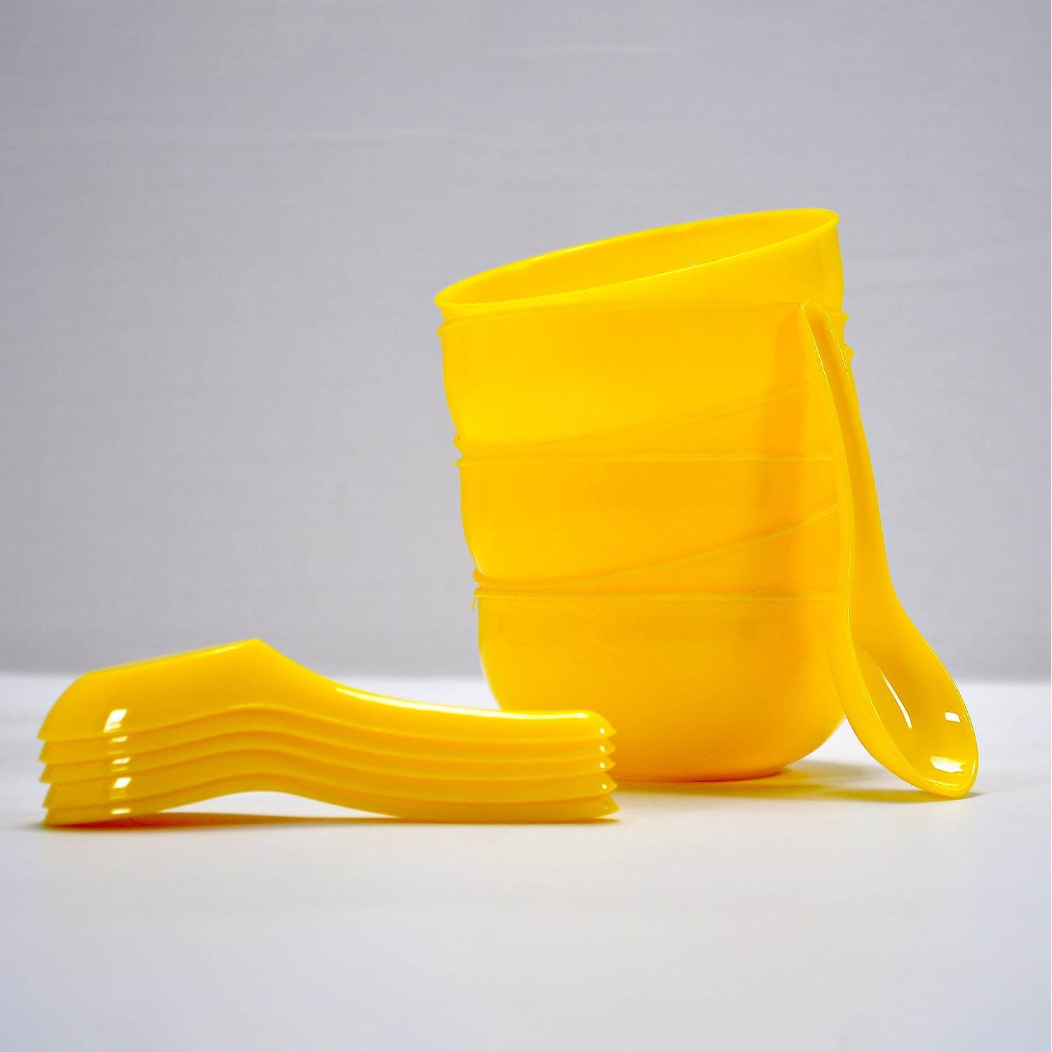 5105 Soup Bowl Spoon Set Plastic For Kitchen Home Use - 9XShoppy