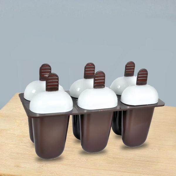 Plastic Ice Candy Maker Kulfi Maker Molds Set With 6 Cups (Multicolor) - 9XShoppy