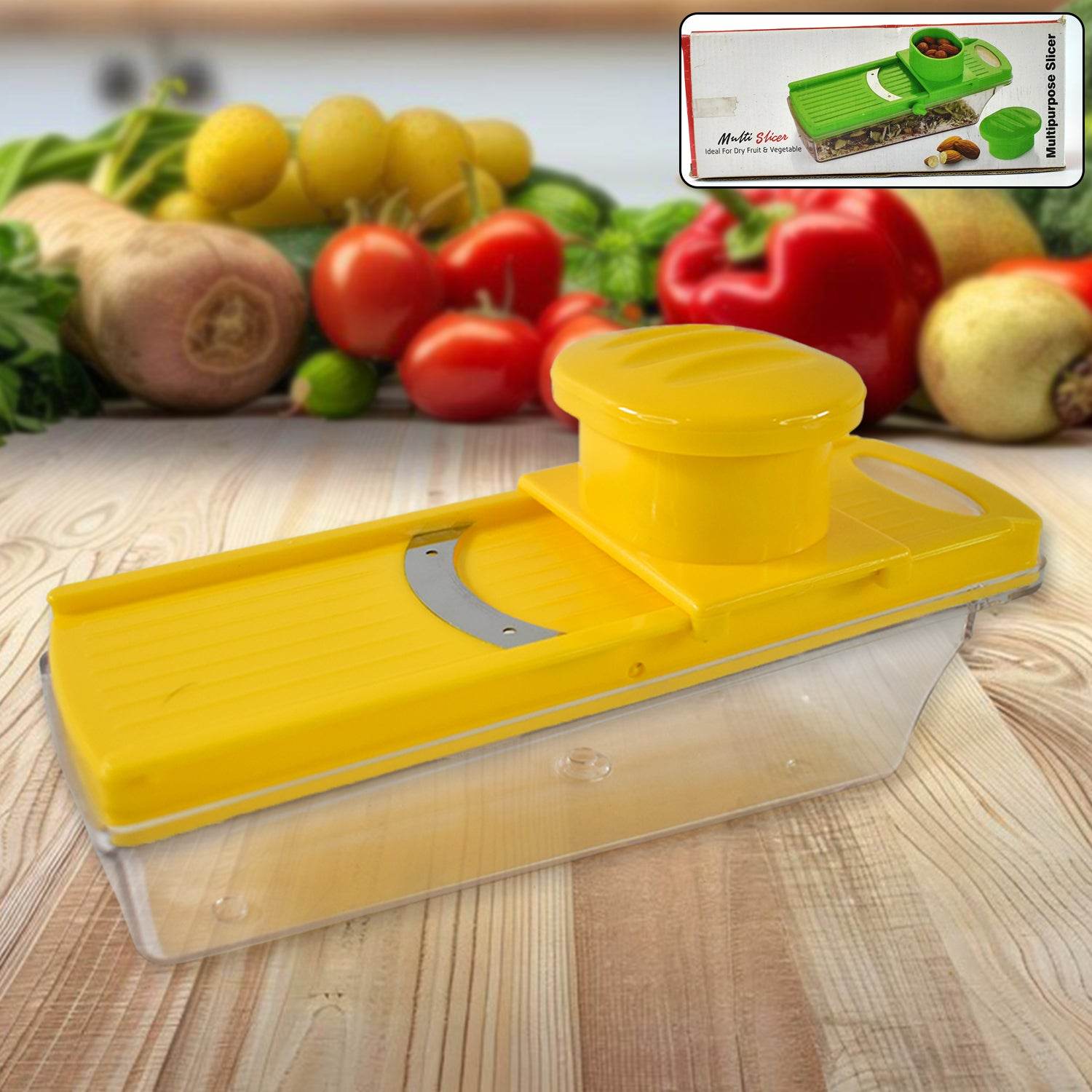 Big Multipurpose Vegetable And Fruit Slicer (Yellow 1 Pc) - 9XShoppy