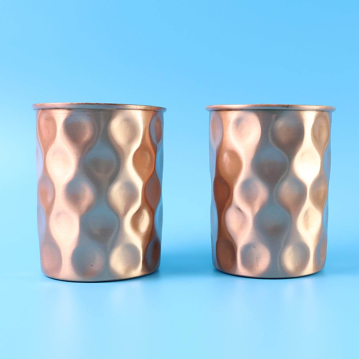 Diamond Cut Copper Water Bottle 2 Glasses With Gift Box (3 Pcs Set) - 9XShoppy