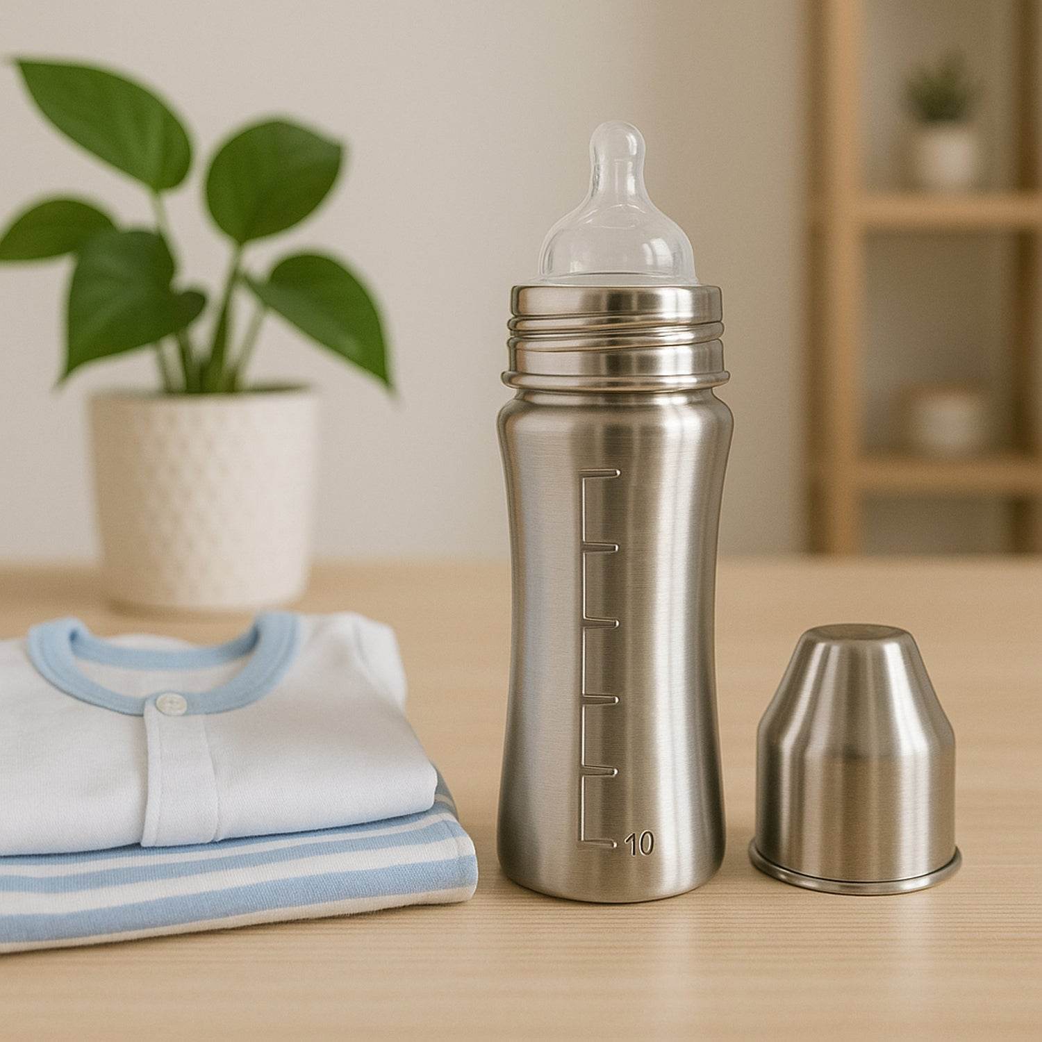 8173 Ganesh Stainless Steel Baby Feeding Bottle Milk Bottle For New Born Infants Toddler Up To 3 Years Bfa Free (250 Ml Approx) - 9XShoppy