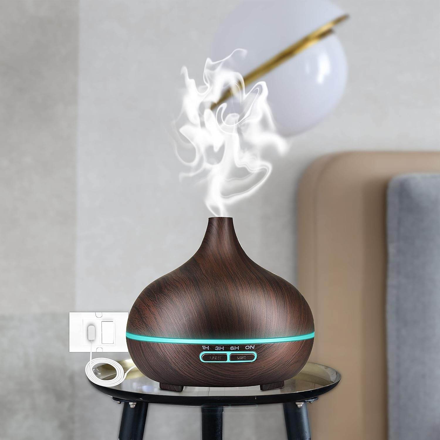 Aromatherapy Humidifier With 7 Colourful Led Light Change (500 Ml Capacity With Remote) - 9XShoppy