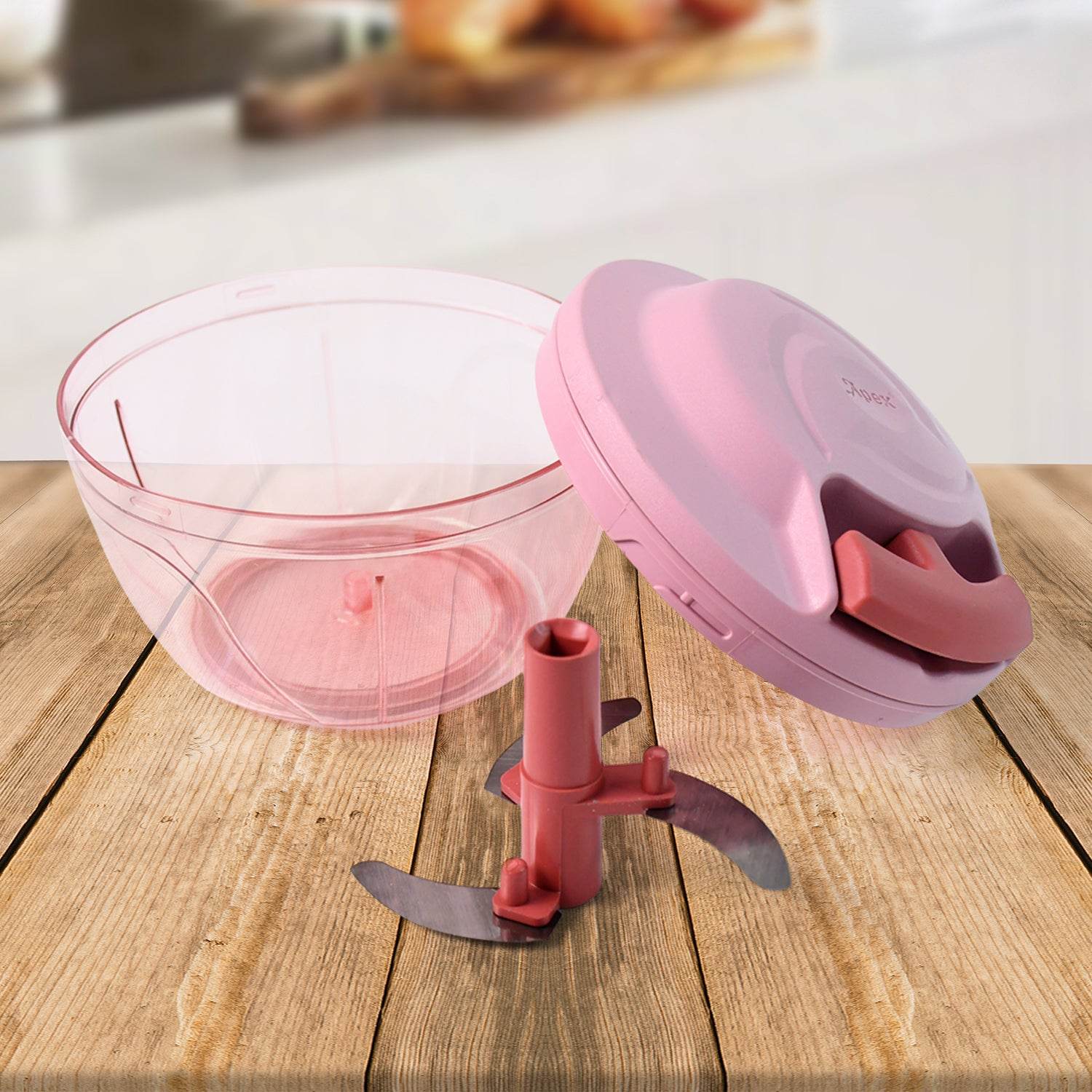 Apex Power-x Triple Stainless Steel Blades And Hand-pull Vegetable Chopper (500ml) - 9XShoppy