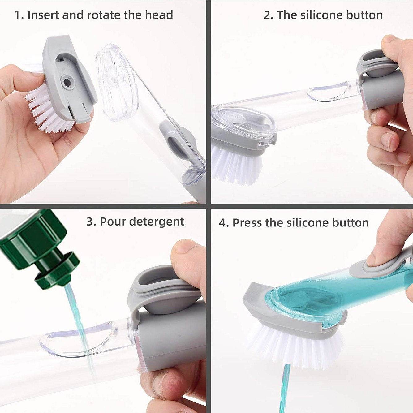 Automatic Liquid Dispenser Dish Clean Brush Scrubber - 9XShoppy