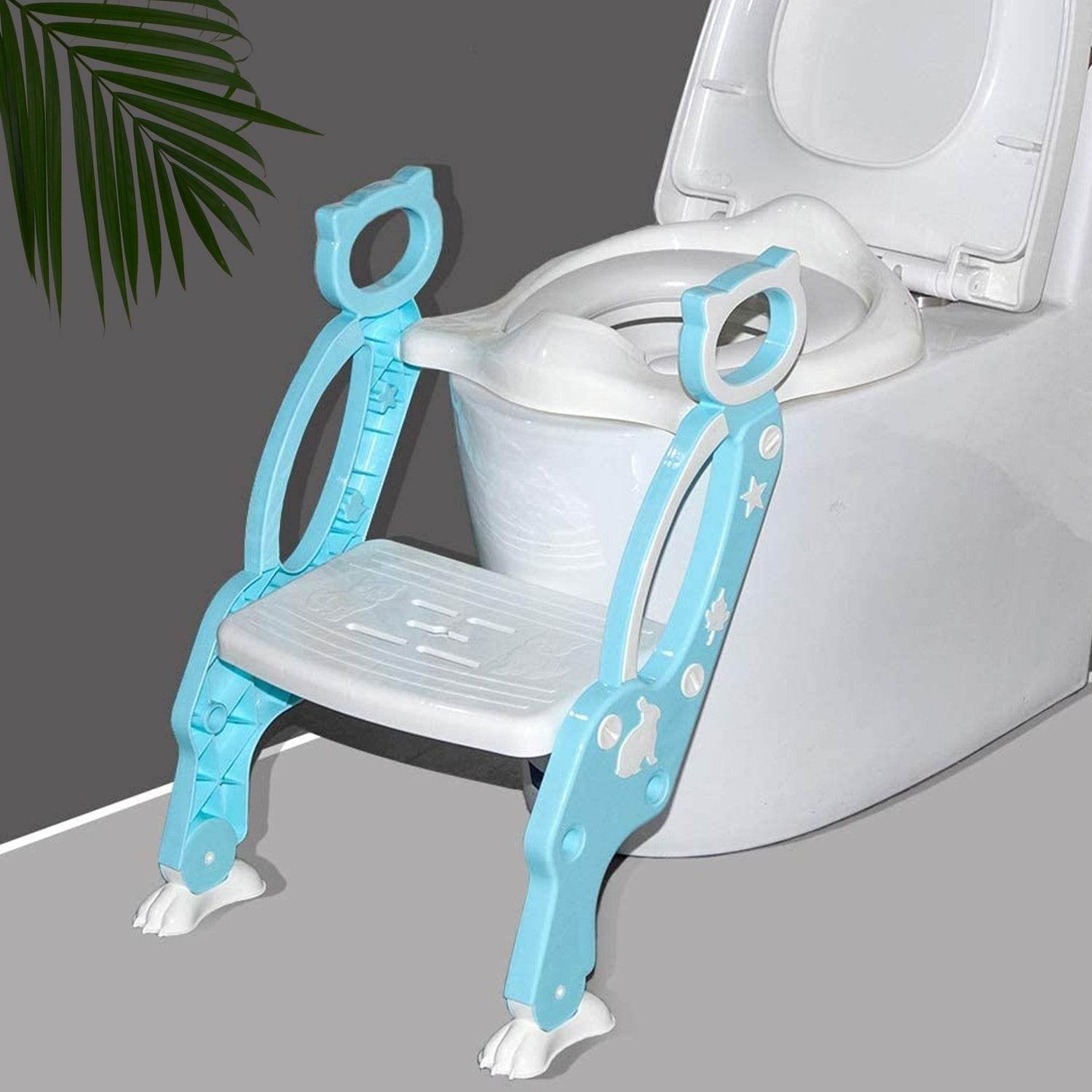 8492 2 In 1 Potty Training Toilet Seat With Step Stool Ladder For Boy And Girl Baby Toddler Kid Childrens Toilet Training Seat Chair With Soft Padded Seat And Sturdy Non-slip Wide Step Make Potty Easier For Your Kids (Multi-color) - 9XShoppy
