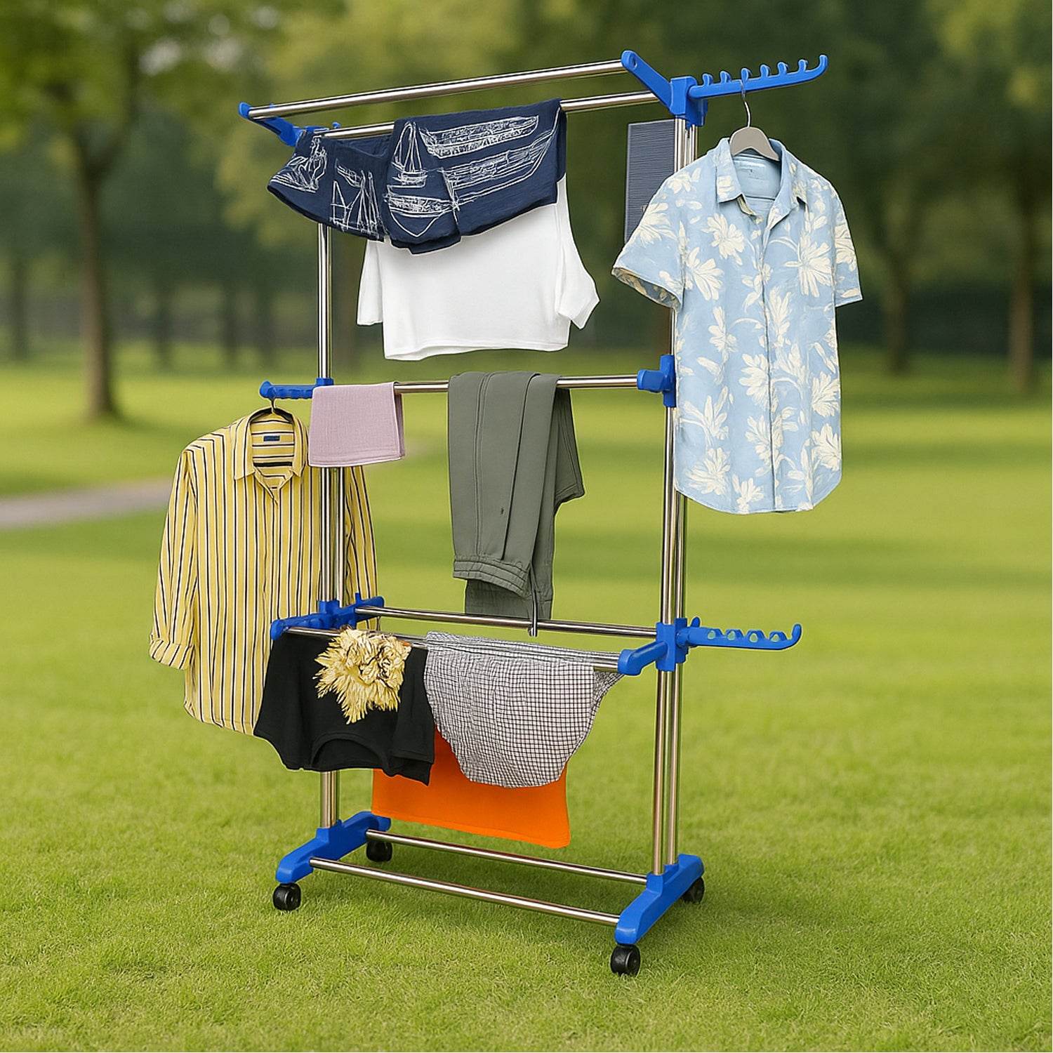 Foldable Stainless Steel Clothes Drying Stand Rack - 9XShoppy