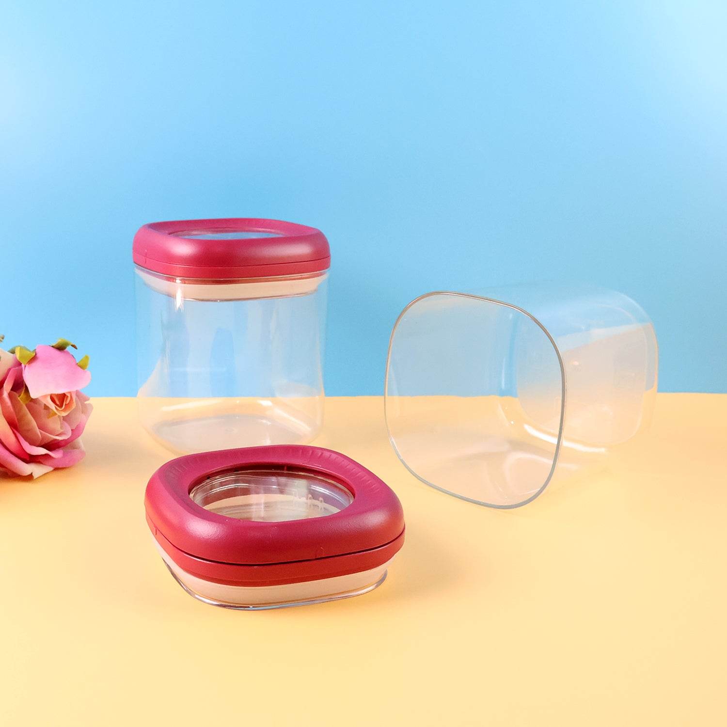 Transparent Twist Lock Kitchen Storage Container Set (Approx 800ml 2pc) - 9XShoppy