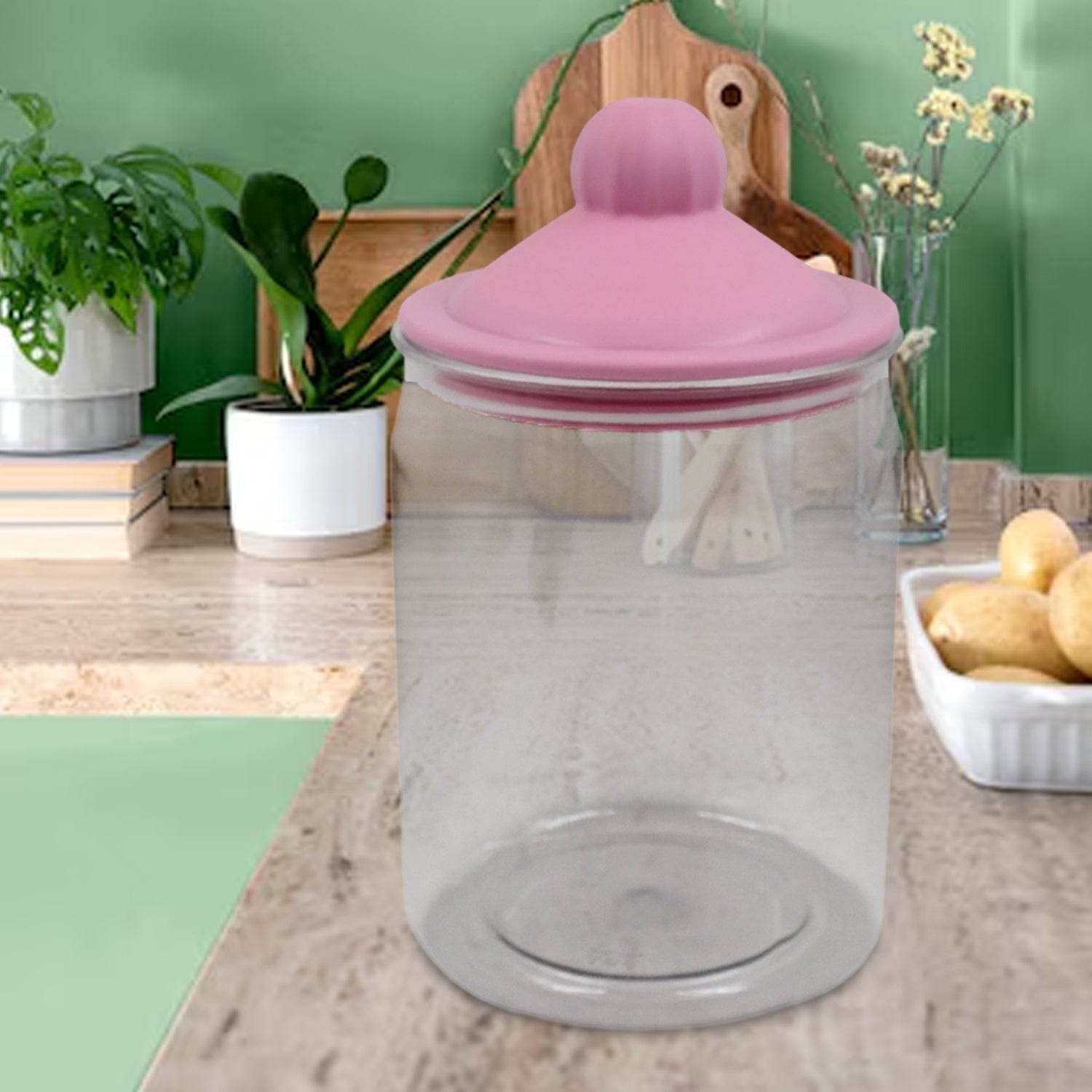 Transparent Kitchen Plastic Container Jar Set (2 Pcs Set 1100 Ml Approx) - 9XShoppy