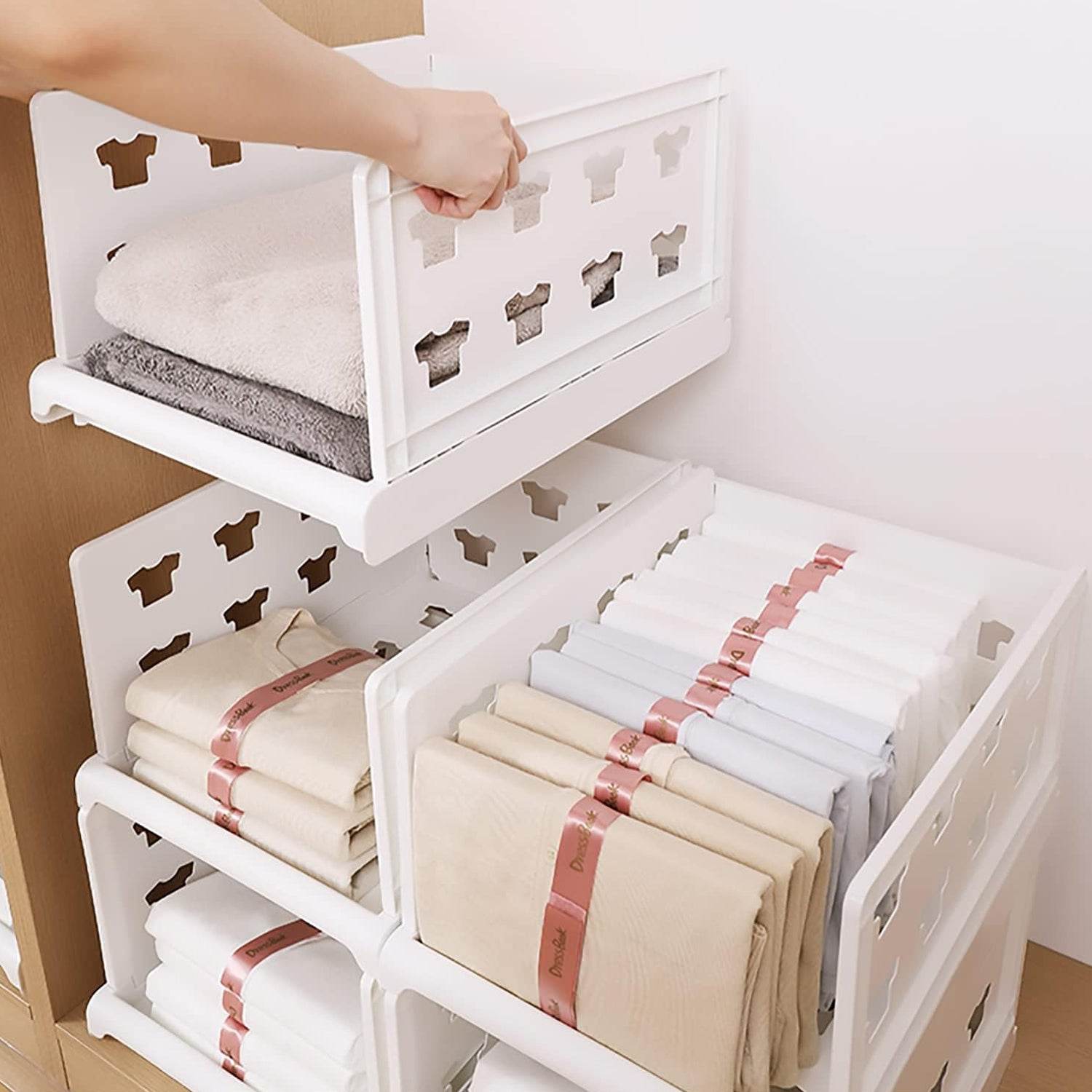 7886 3 Layer Stackable Multifunctional Storagefor Clothes Foldable Drawer Shelf Basket Utility Cart Rack Storage Organizer Cart For Kitchen Pantry Closet Bedroom Bathroom Laundry(3 Layer 1 Pc) - 9XShoppy
