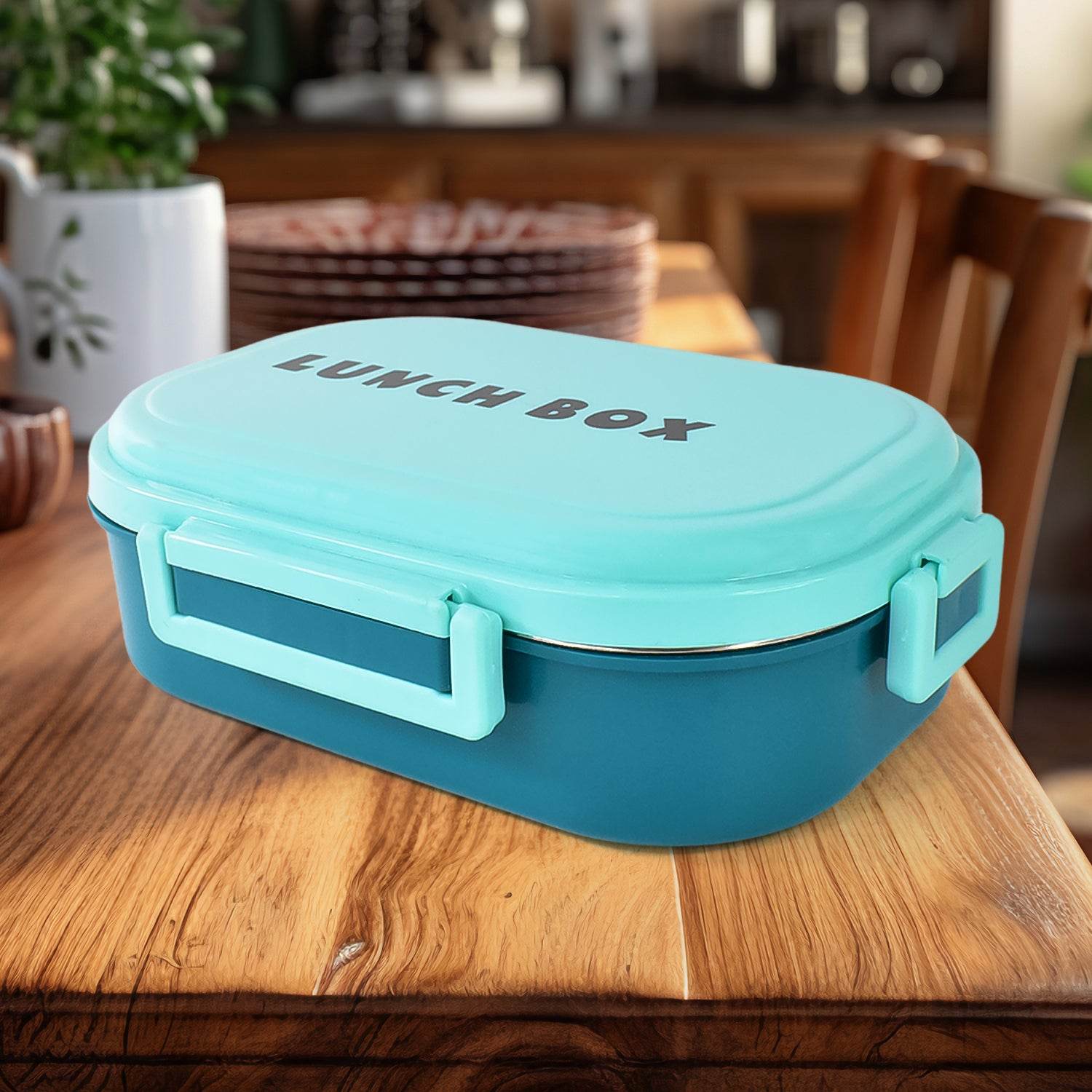 3 In 1 Spicy Bite Stainless Steel Lunch Box With Plastic Small Box Spoon (1 Set) - 9XShoppy