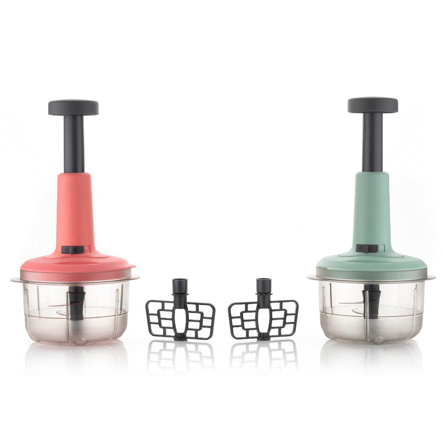 5102 2in1 Push Chopper 800ml Stainless Steel Blade Quick Powerful Manual Hand Held Food Chopper To Chop Cut Fruits Vegetables Herbs Onions For Salsa Salad - 9XShoppy