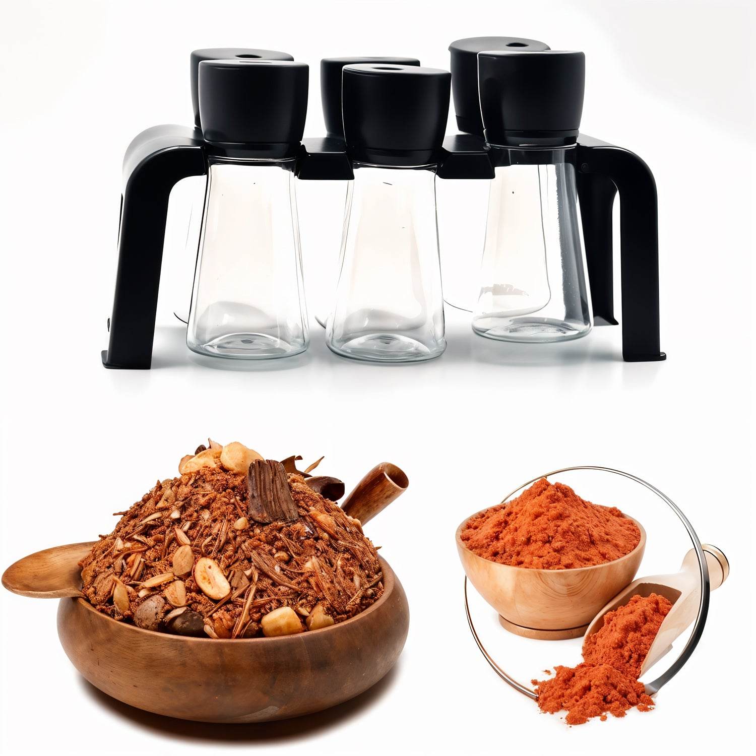6-piece Plastic Spice Jar Set With Stand - 9XShoppy