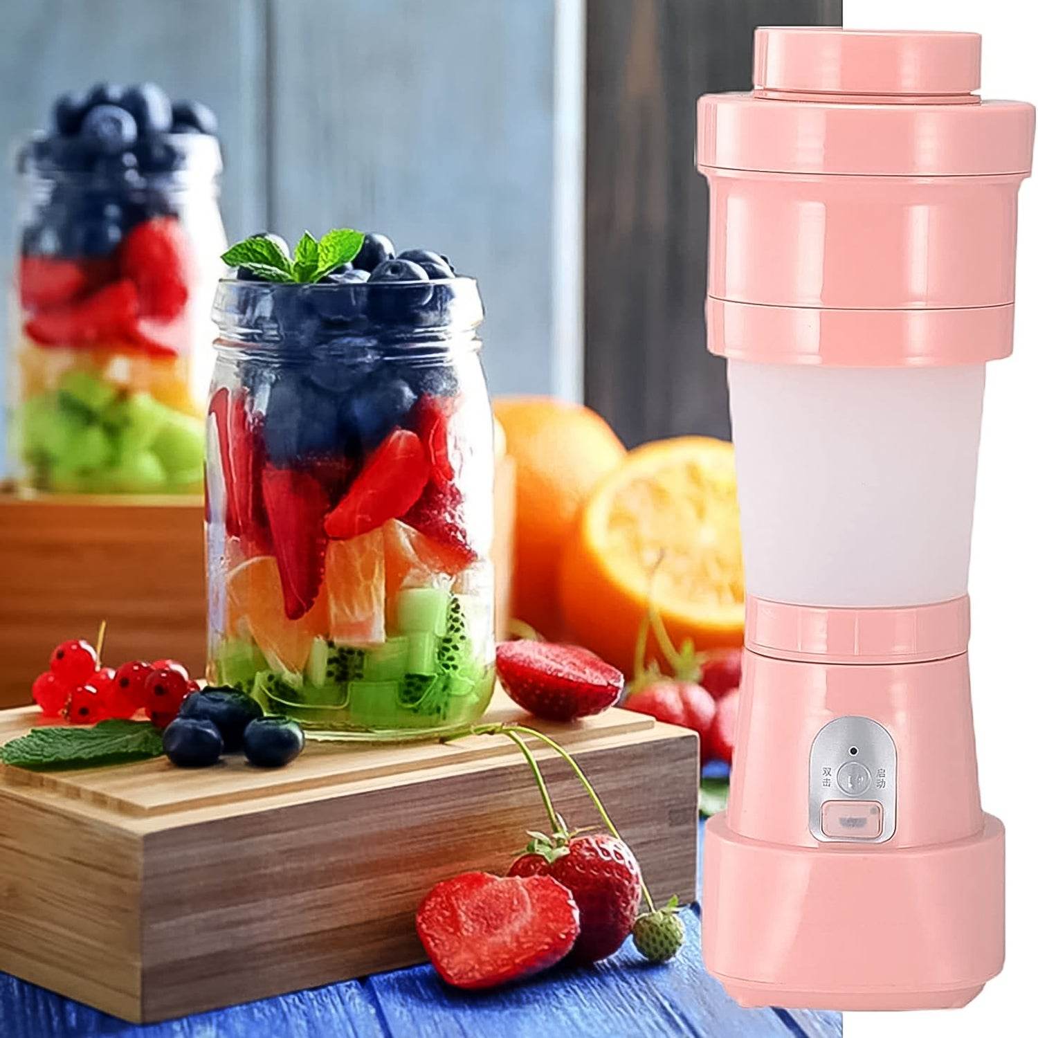 Foldable Electric Juicer Portable Blender Stainless Steel 6 Blades (500 Ml) - 9XShoppy