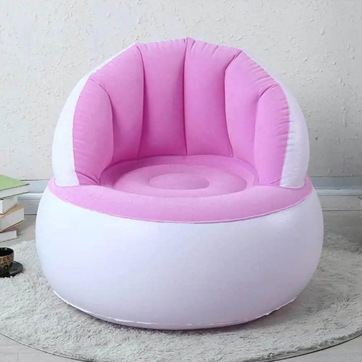 Kids Inflatable Sofa Chair With Backrest Foot Air Pump With Hose (1 Set 85x74 Cm Approx) - 9XShoppy