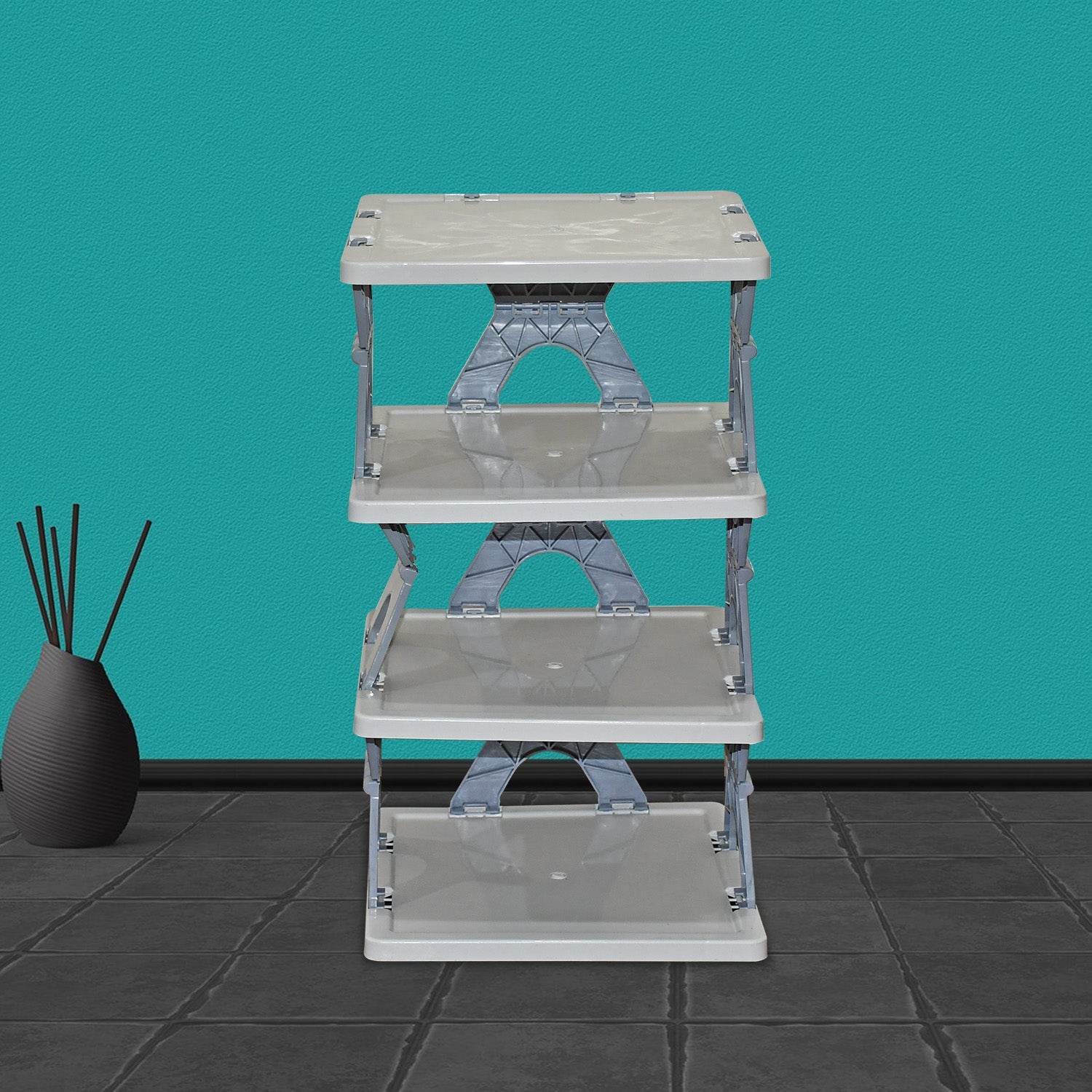 Smart Shoe Rack Shoes Stand Multifunctional Entryway Foldable Collapsible Door Shoe Rack Free Standing Heavy Duty Plastic Shoe Shelf Storage Organizer Narrow Footwear Home (1 Pc 4 Layer 6 Layer 8 Layer) - 9XShoppy