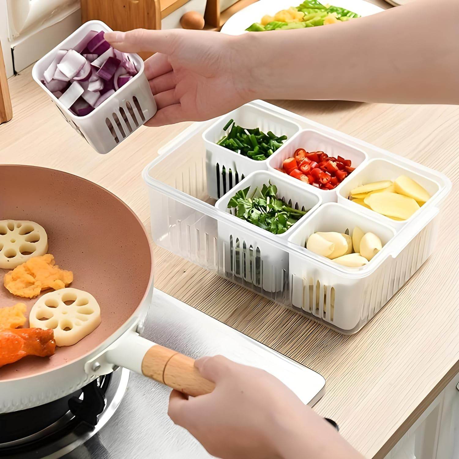 Fridge Storage Boxes Freezer Storage Containers Container For Kitchen Storage Set Storage In Kitchen Vegetable Storage Draining Crisper Refrigerator Food Box (1 Pc) - 9XShoppy