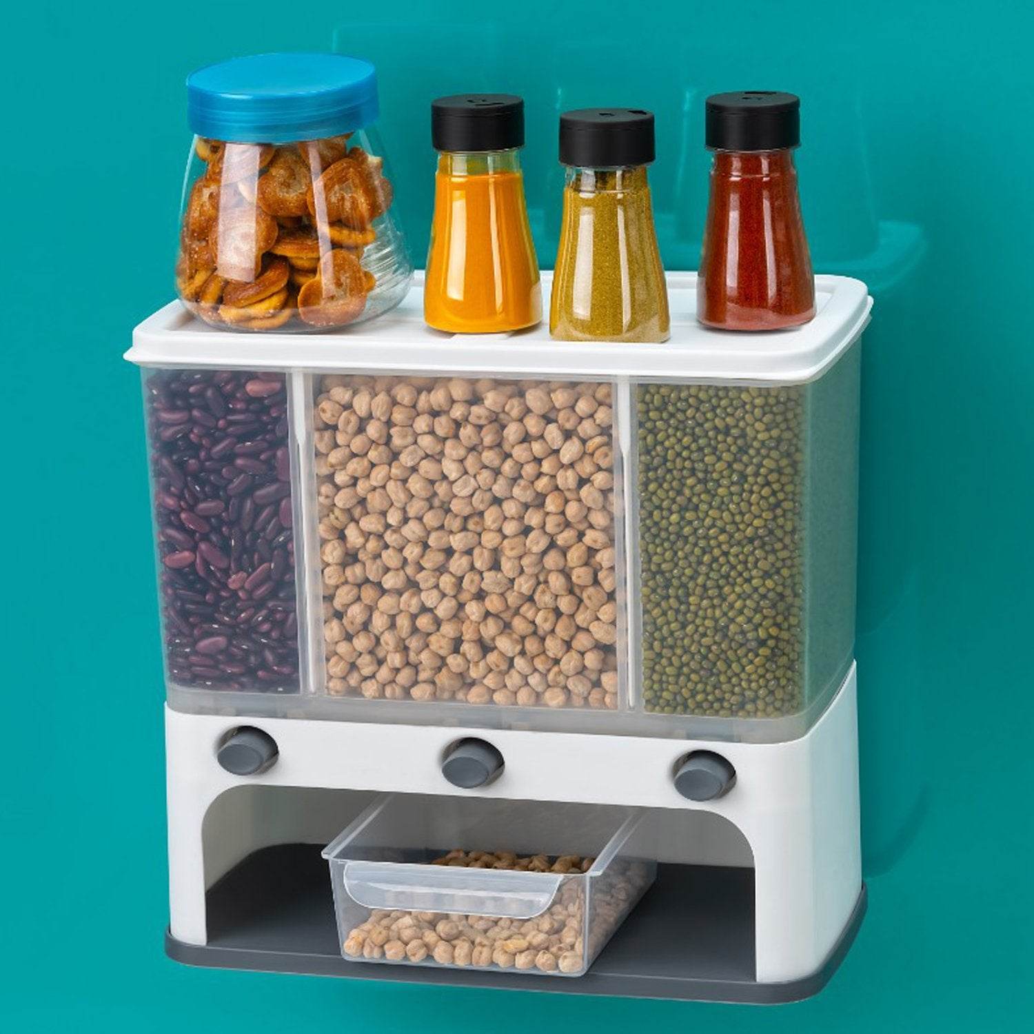 3 In 1 Push Button Wall Mount Container - 9XShoppy