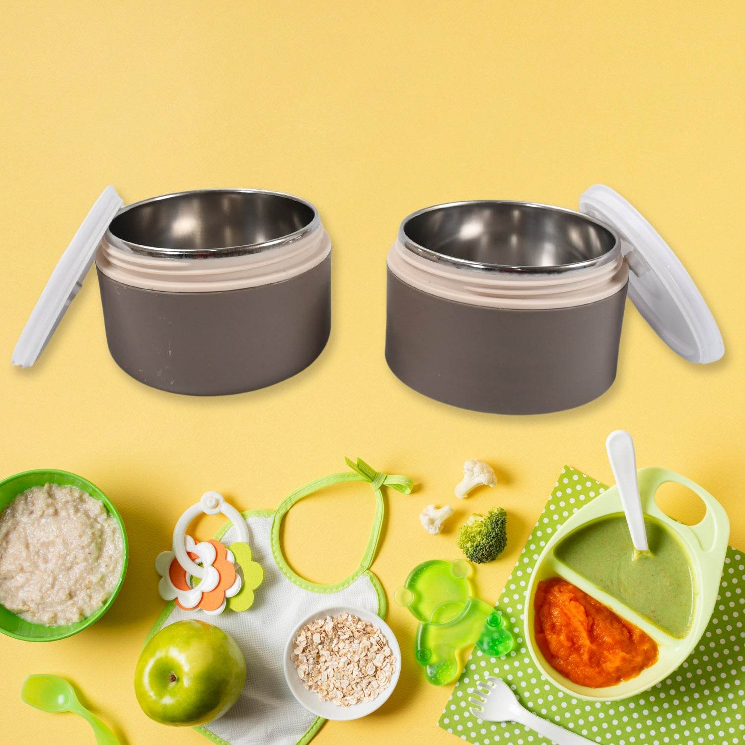 8147 Ganesh Smart Stack 2 Layer Protable Lunch Box Stainless Steel Airtight Leak-proof Lunch Box For Office School Picnic - Color May Vary - 9XShoppy