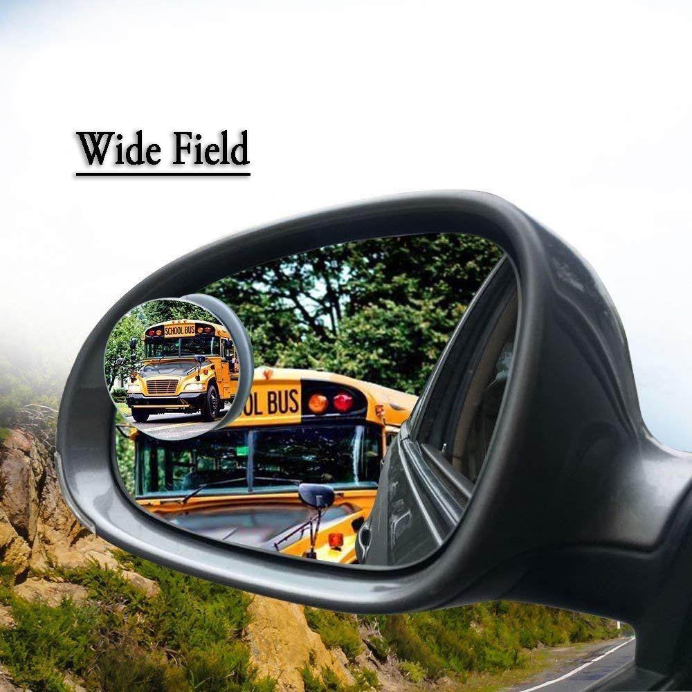 1512 Blind Spot Round Wide Angle Adjustable Convex Rear View Mirror - Pack Of 2 - 9XShoppy