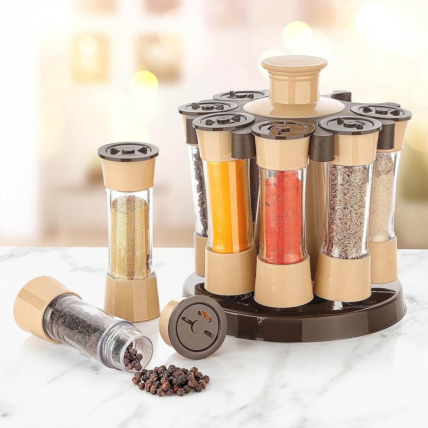 360 Revolving Spice Rack For Kitchen And Dining Table 8 Spice Jars - 9XShoppy