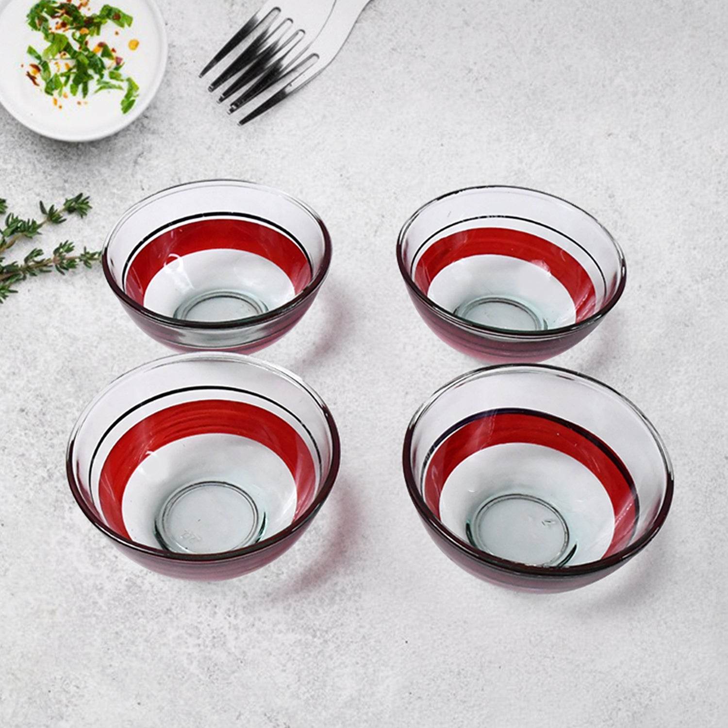 Healthy Choice Set Of 4pc Ceramic Cup And 4pc Glass Bowl With Plastic Plate (9 Pcs Set) - 9XShoppy