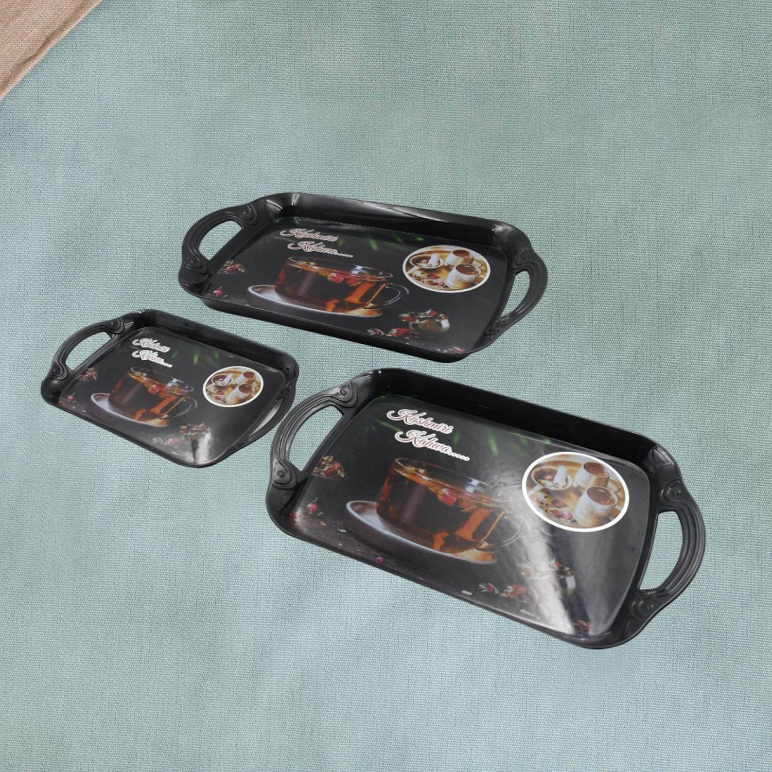 5211a Serving Tray Set Of 3 Melamine Trays For Kitchen Snacks Serving Tray Tray Set For Serving Tea Tray For Serving Fancy Trays For Serving Gift Item Different Size For Kitchen Office Use - 9XShoppy