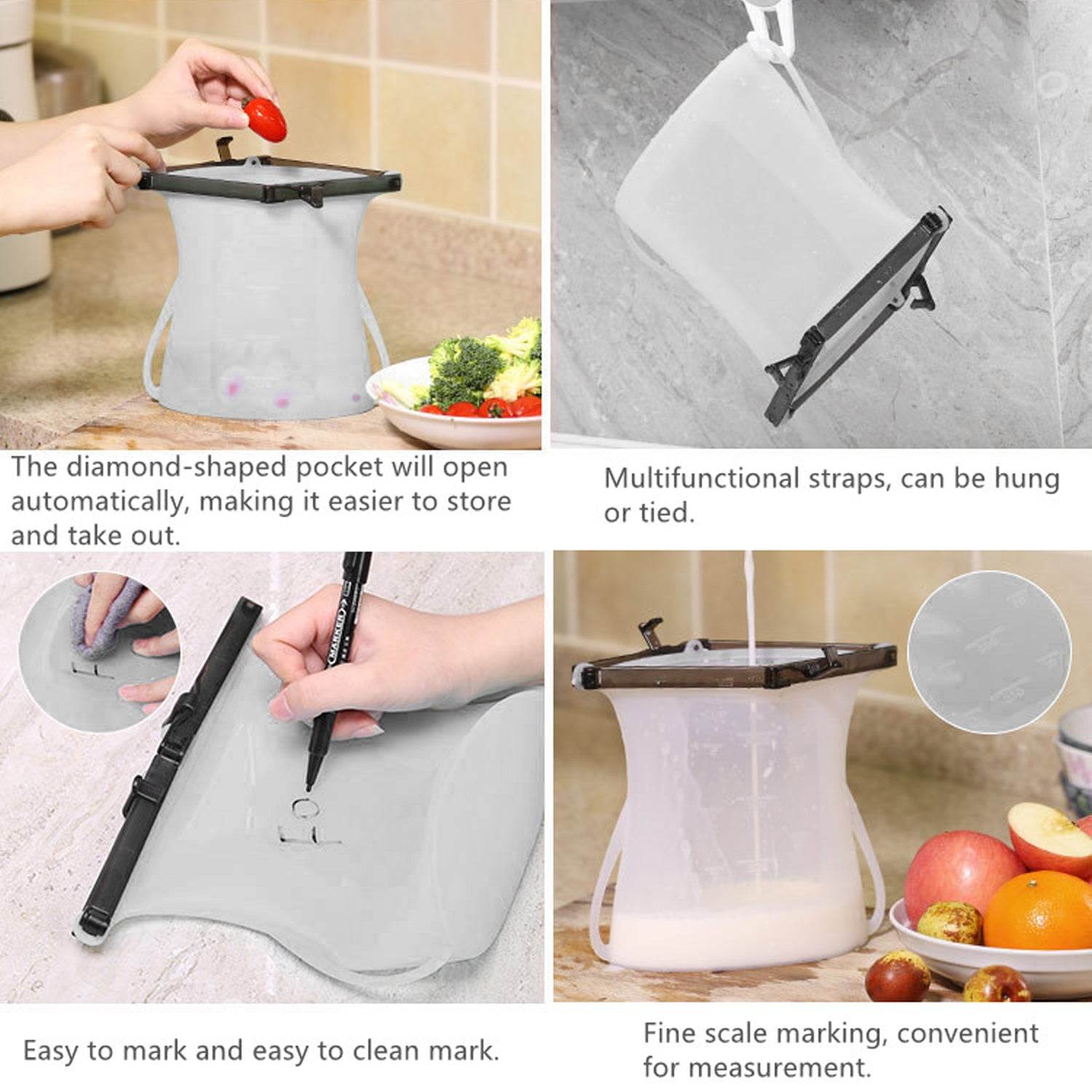 5985 Reusable Silicone Food Storage Bag 3 Bag Set Leakproof Lock Reusable Flat Bottom Freezer Bags Sandwich Bags Silicone Food Grade Kids Snack Bags Bpa Free Microwave Dishwasher Safe - 9XShoppy