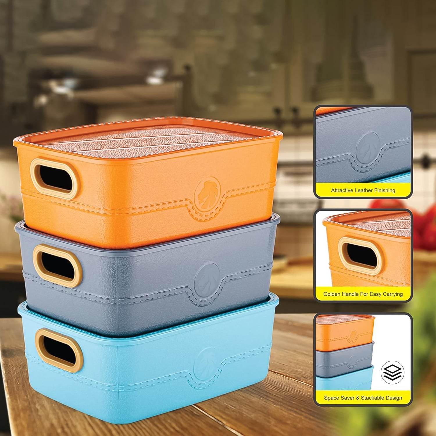 3-piece Plastic Multipurpose Storage Basket Bin Set - 9XShoppy