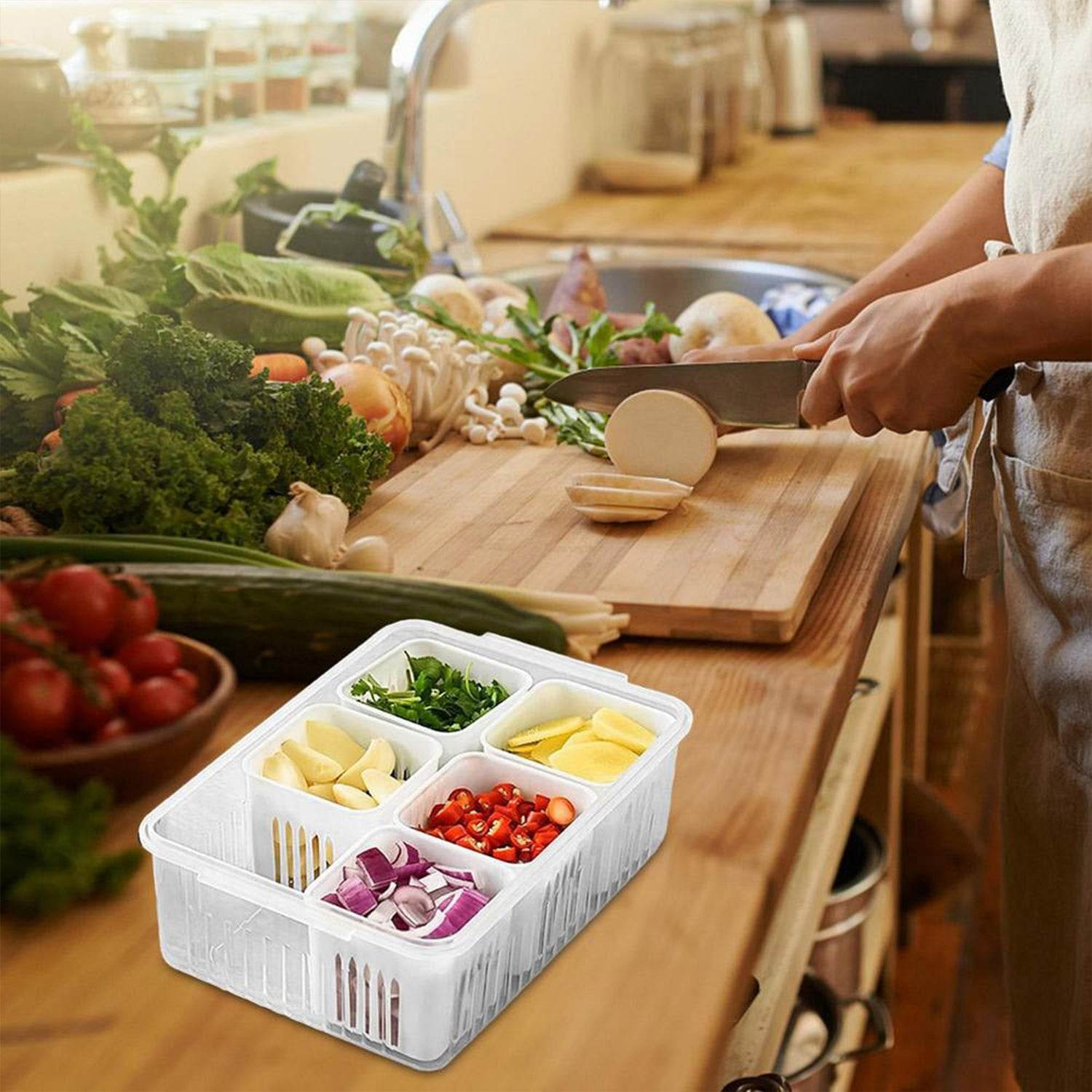 Fridge Storage Boxes Freezer Storage Containers Container For Kitchen Storage Set Storage In Kitchen Vegetable Storage Draining Crisper Refrigerator Food Box (1 Pc) - 9XShoppy